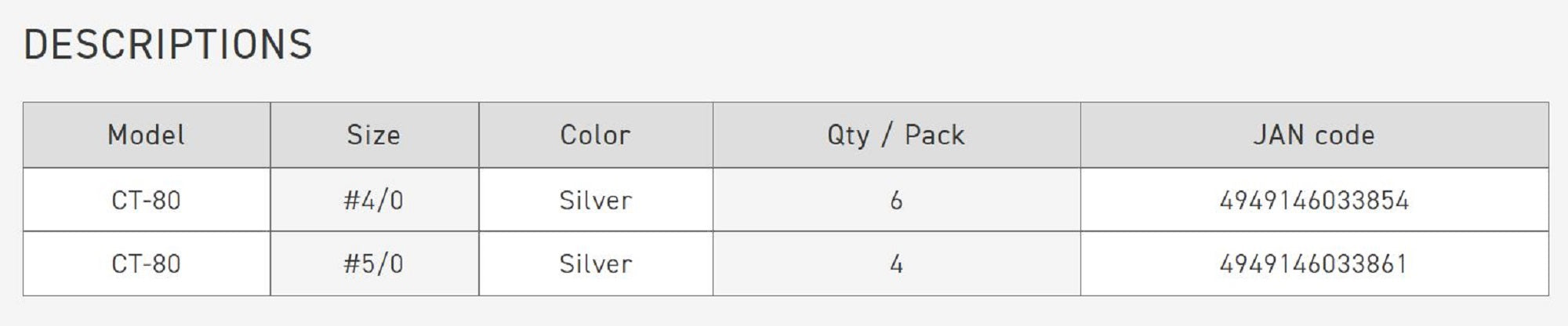 Vanfook Treble Hooks CT-80 Takumi Size 5/0 (0211)