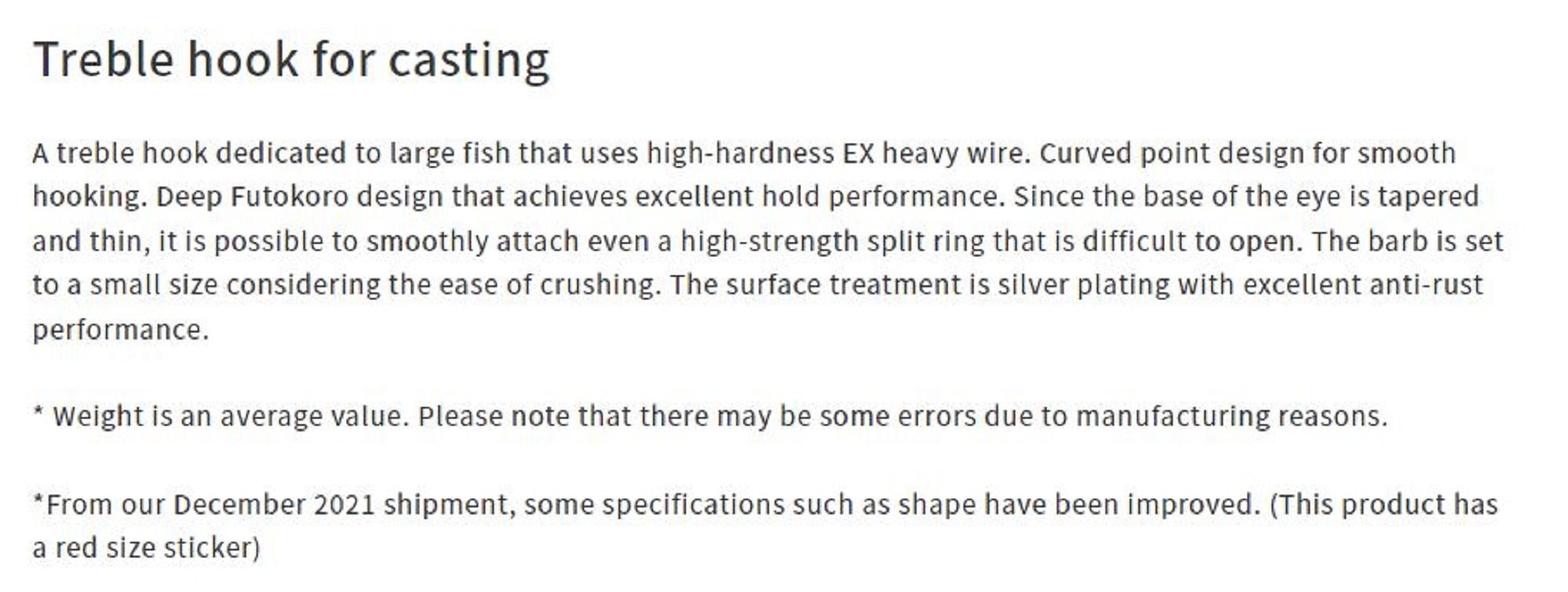 Vanfook Treble Hooks GT Takumi Premium Size 2/0 (7456)