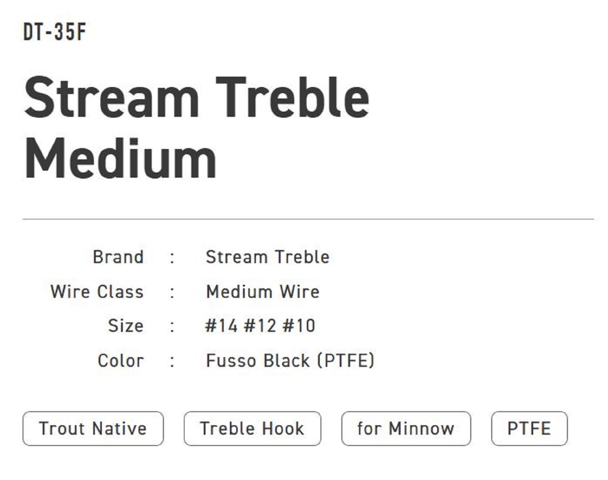 Vanfook DT-35F Treble Hook Stream Medium Size 12 (8613)