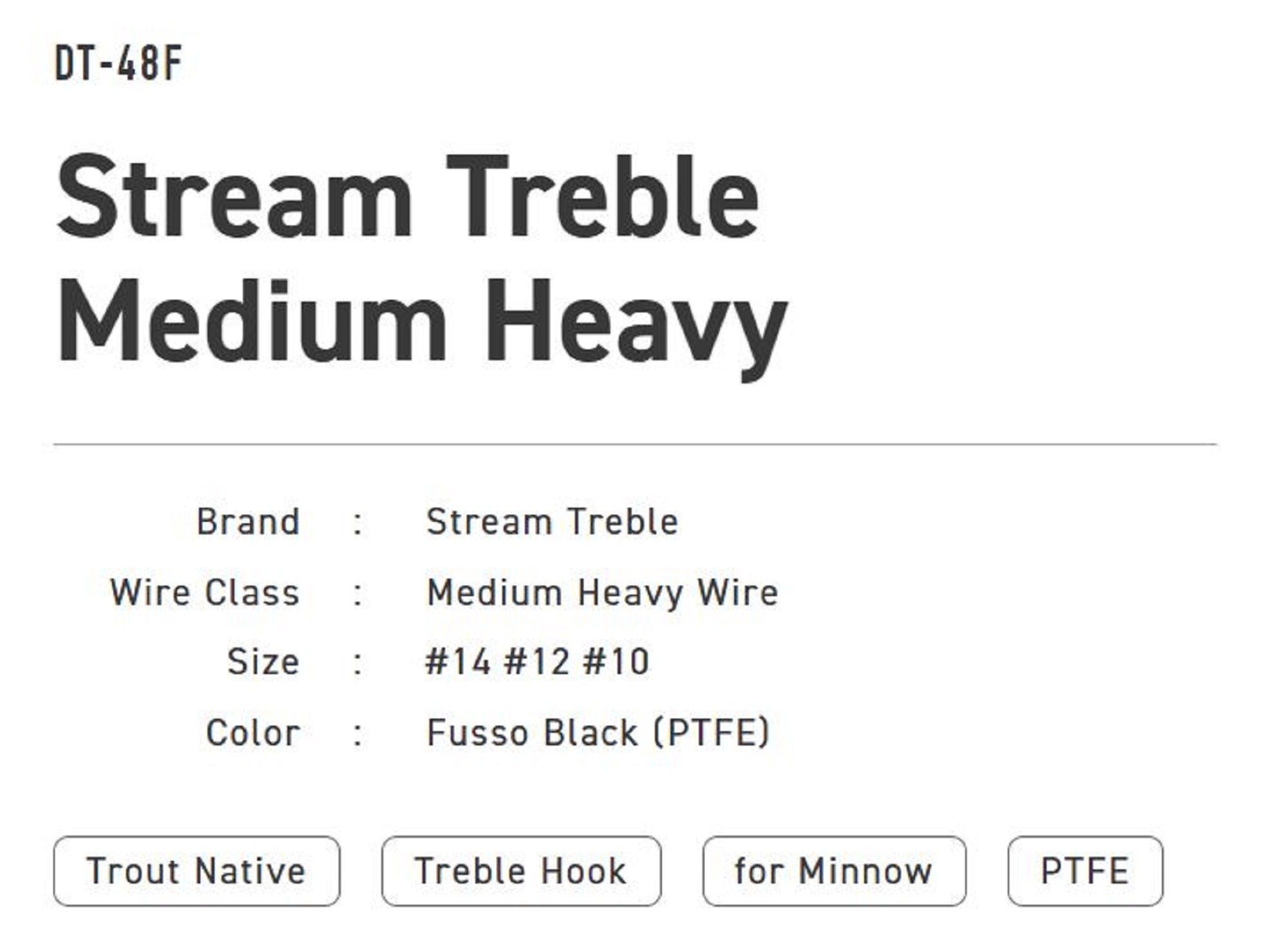 Vanfook DT-48F Treble Hook Stream Medium Heavy Size 14 (8637)