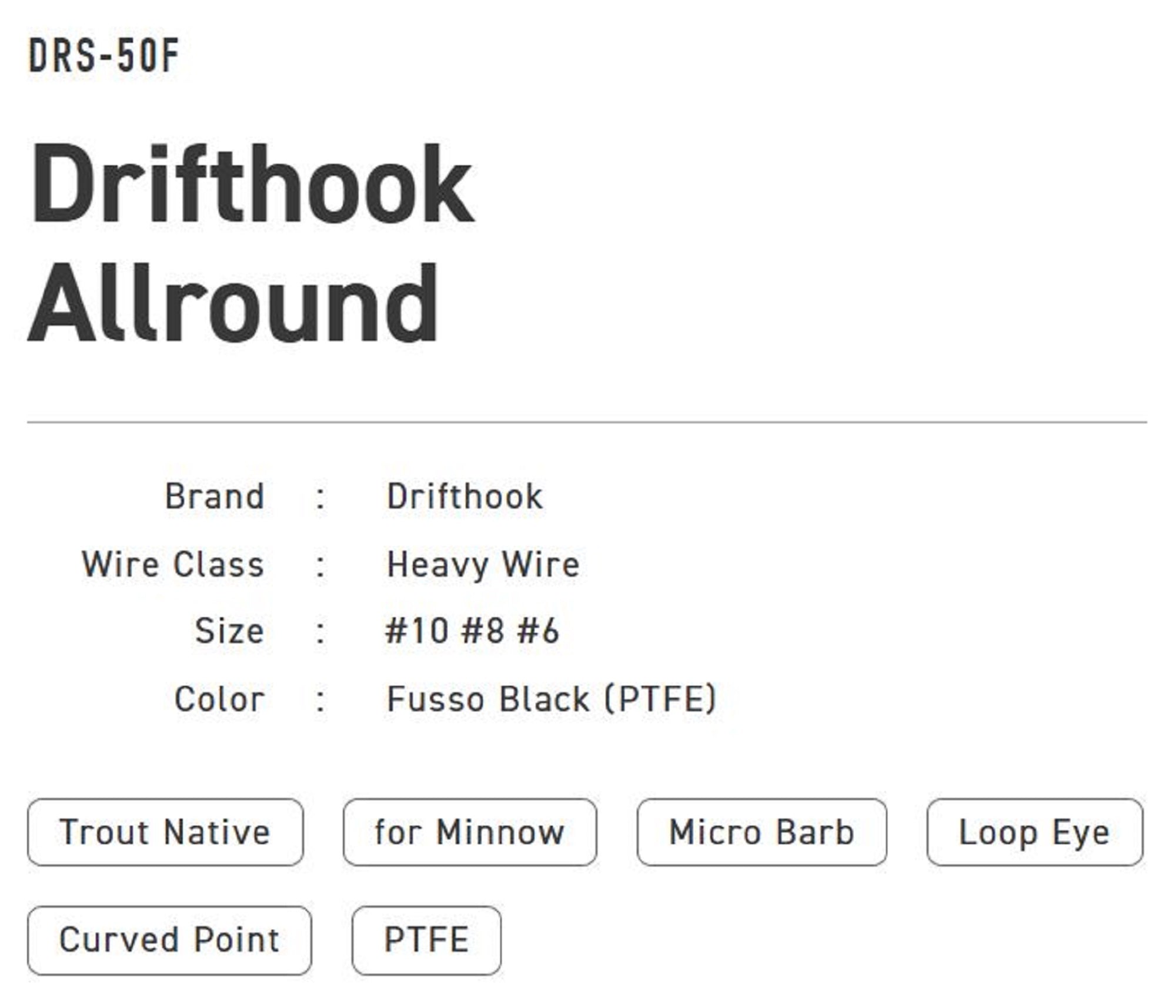 Vanfook DRS-50F Drifthook All Round Micro Barb Size 6 (8712)