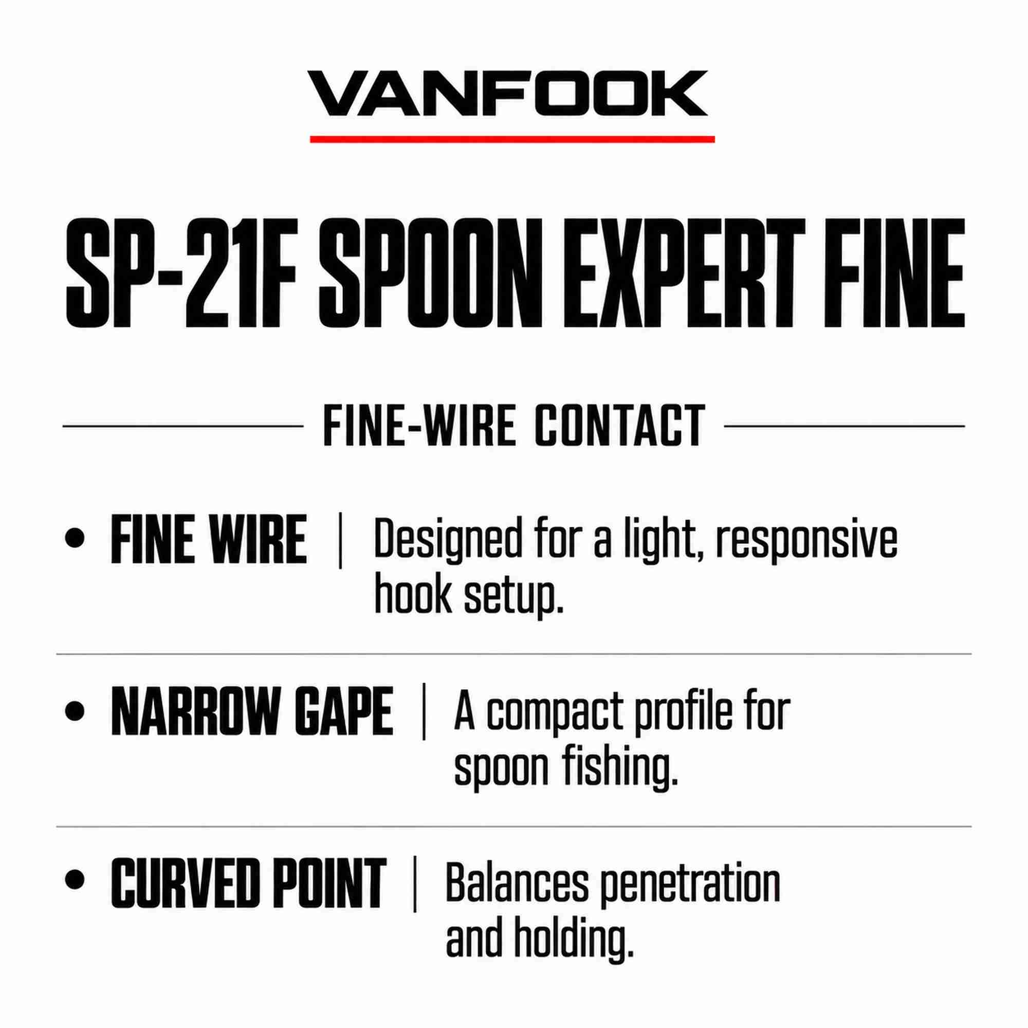 Vanfook SP-21F Spoon Expert Fine Hook Size 7, 16/pack Black (8866)