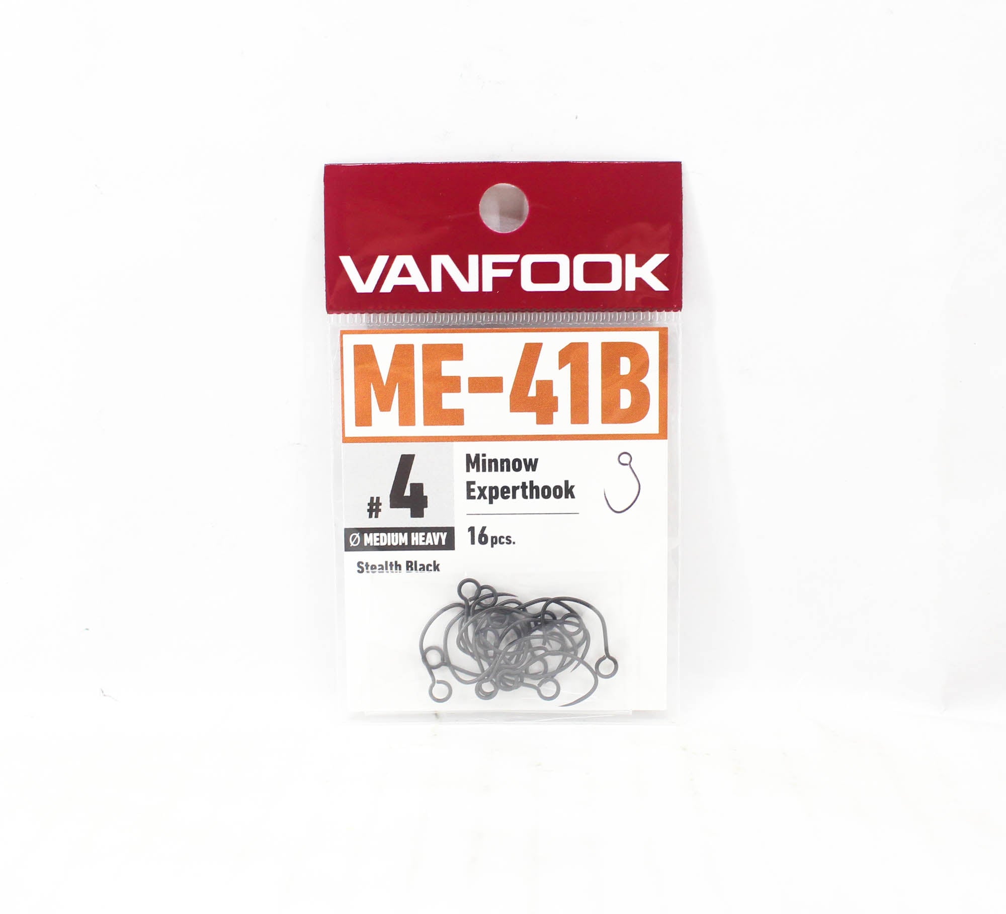 Vanfook ME-41B Minnow Expert Medium Heavy Hook Size 4, 16/pack Black (9818)