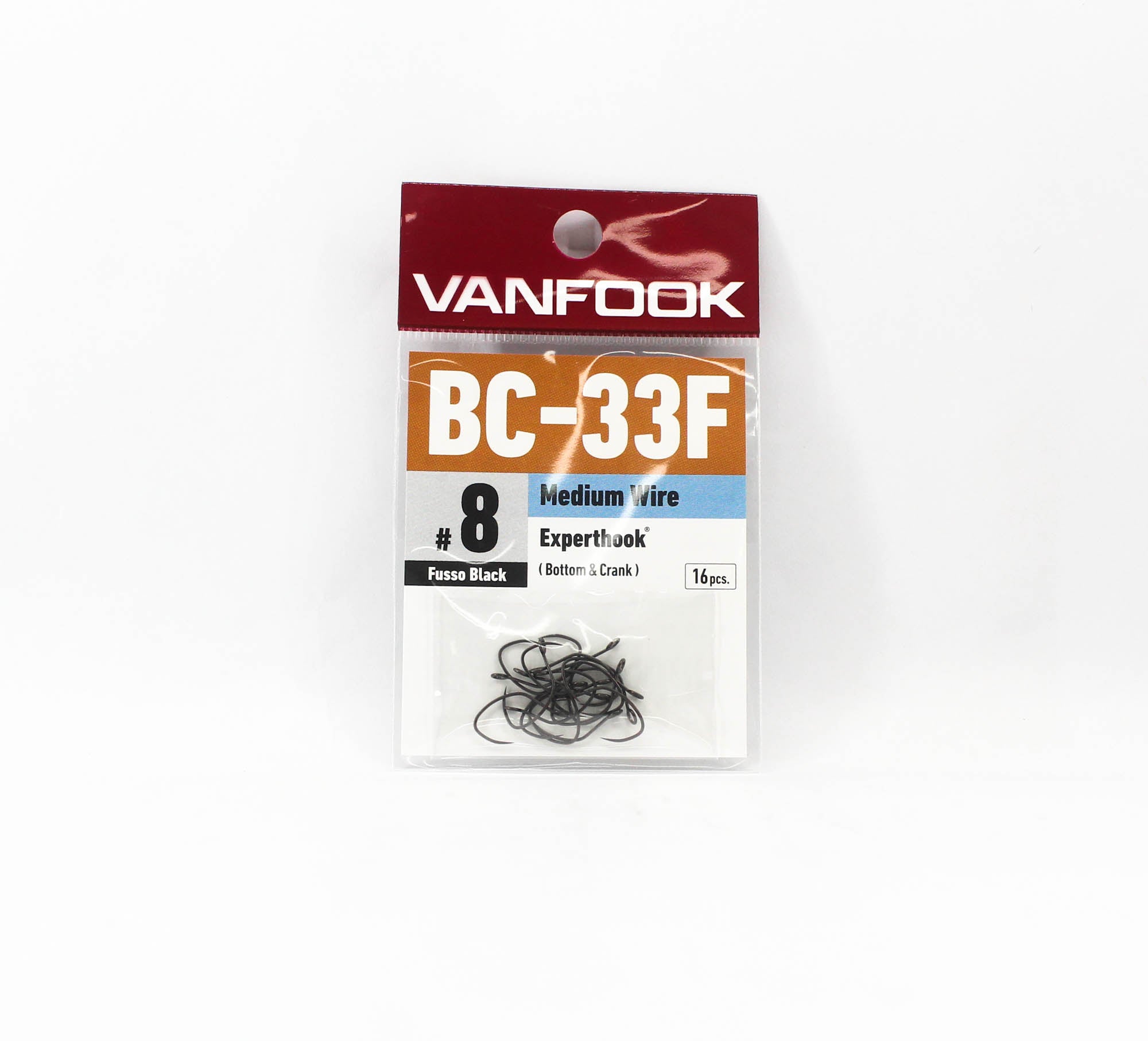 Vanfook BC-33F Bottom Expert Hook Size 8, 16/pack Black (9962)