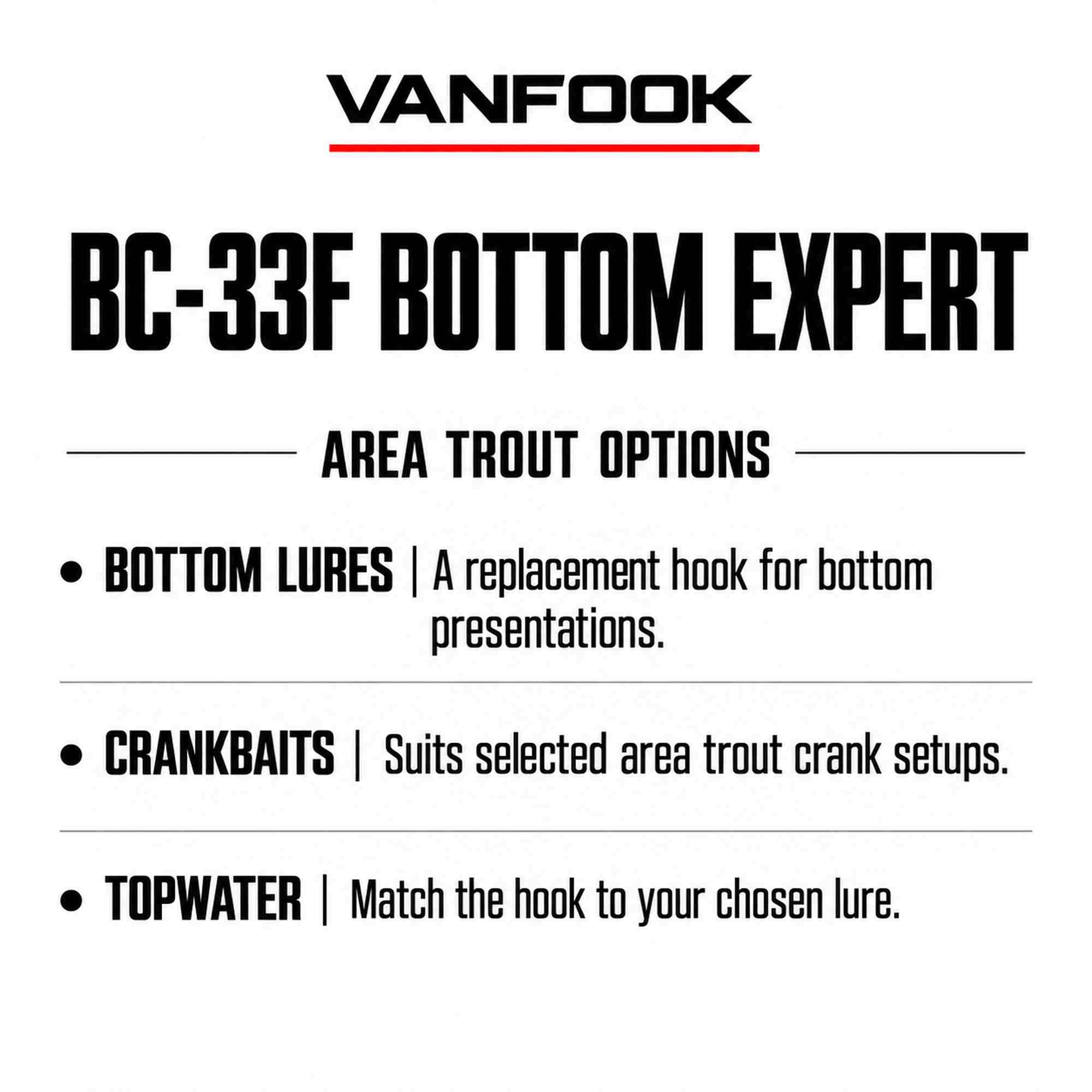 Vanfook BC-33F Bottom Expert Hook Size 7, 16/pack Black (9979)