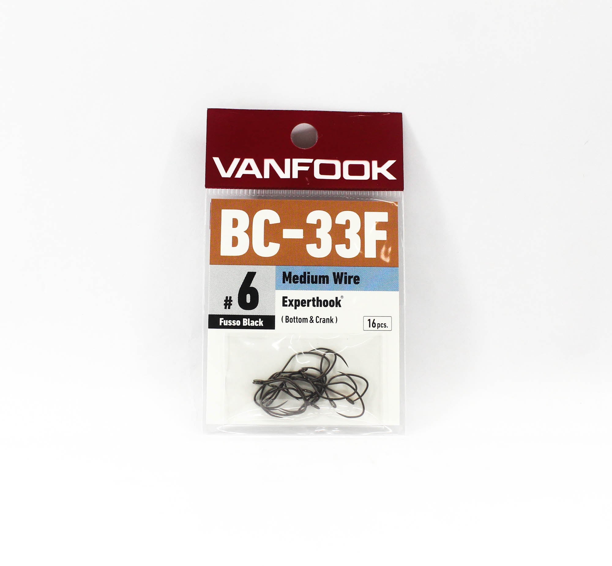 Vanfook BC-33F Bottom Expert Hook Size 6, 16/pack Black (9986)