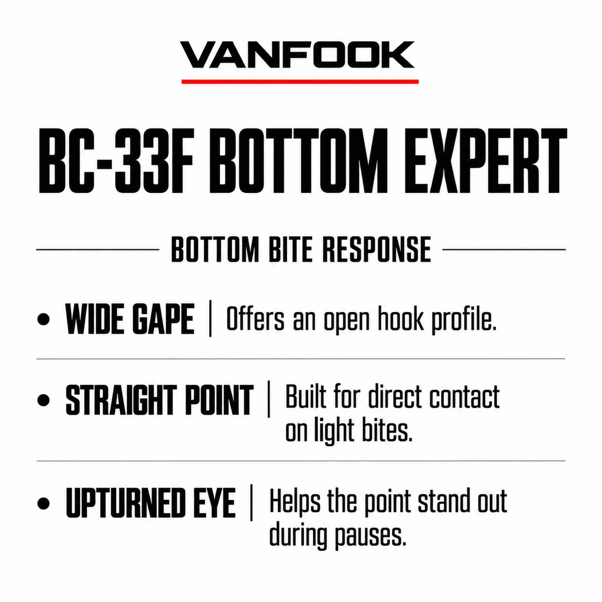Vanfook BC-33F Bottom Expert Hook Size 6, 16/pack Black (9986)