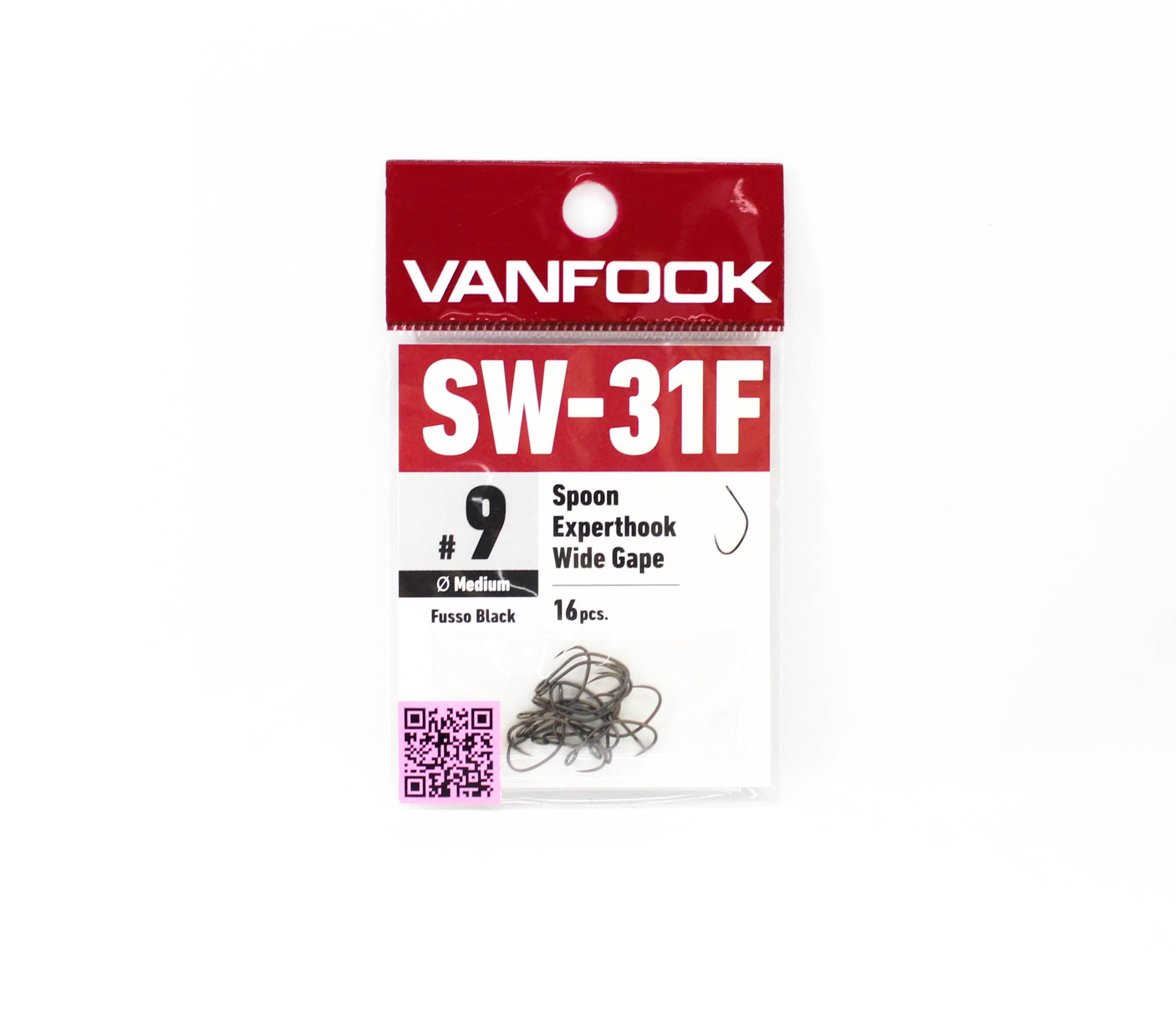 Vanfook SW-31F Spoon Expert Wide Hook Size 9, 16/pack Black (0401)