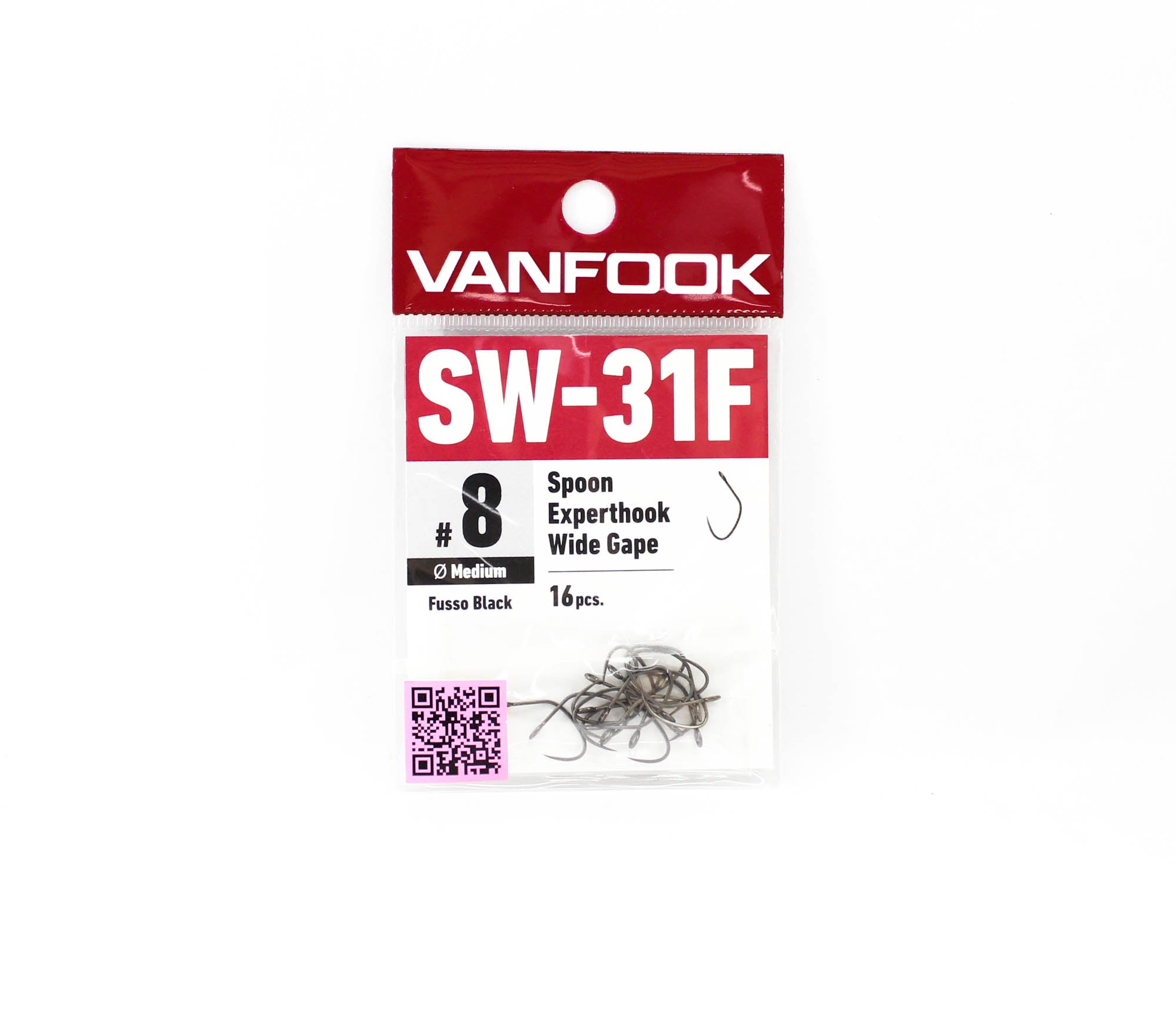 Vanfook SW-31F Spoon Expert Wide Hook Size 8, 16/pack Black (0418)