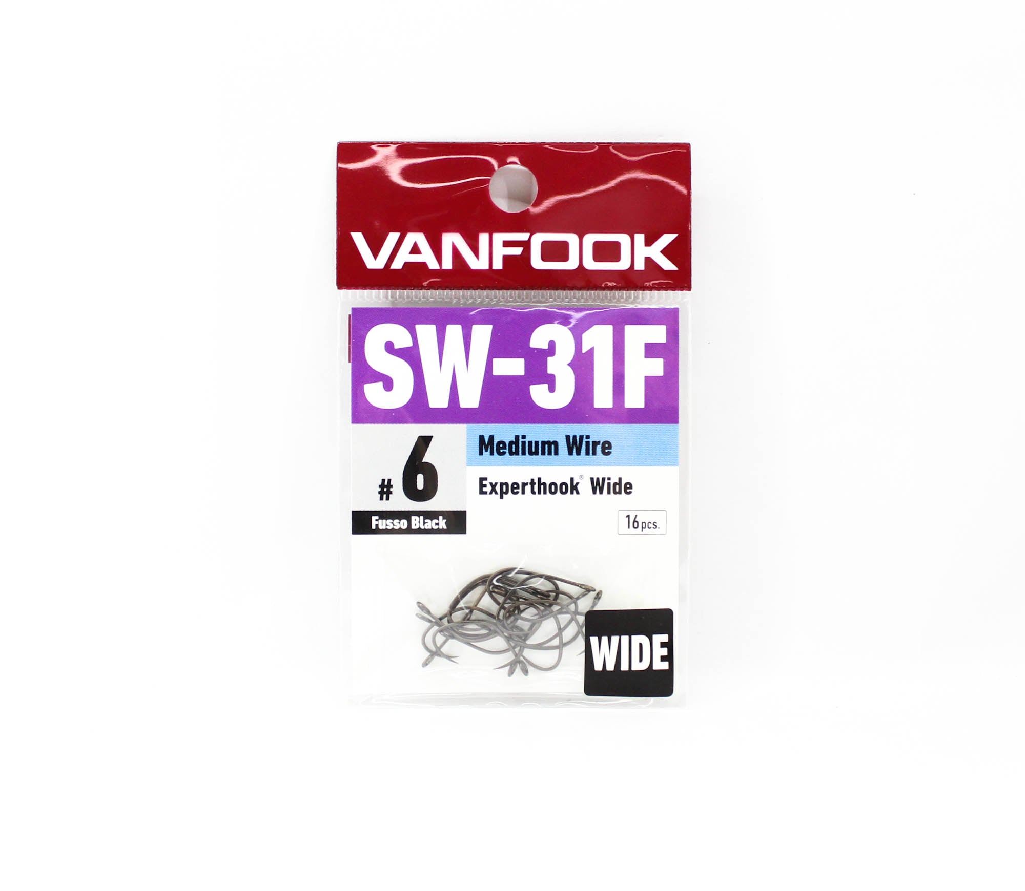 Vanfook SW-31F Spoon Expert Wide Hook Size 6, 16/pack Black (0432)