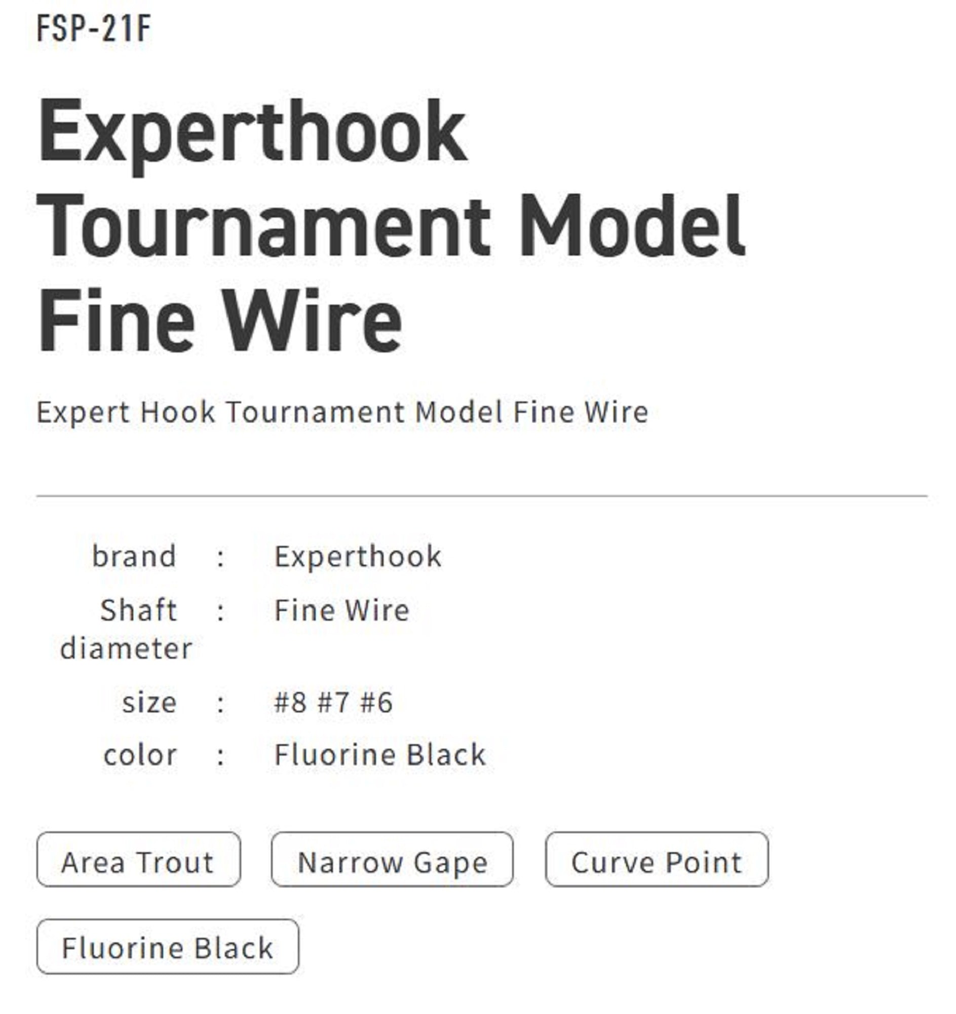 Vanfook FSP-21F Expert Hook Tournament Model Size 8 (1927)