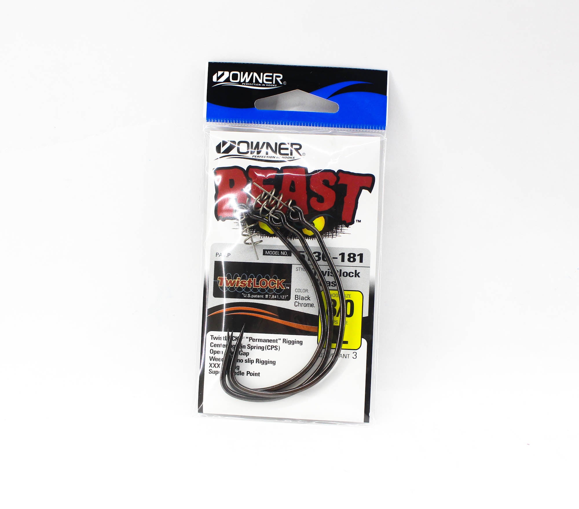 Owner TL-55 55130 Twist Lock Beast Worm Hook Size 8/0 (0163)