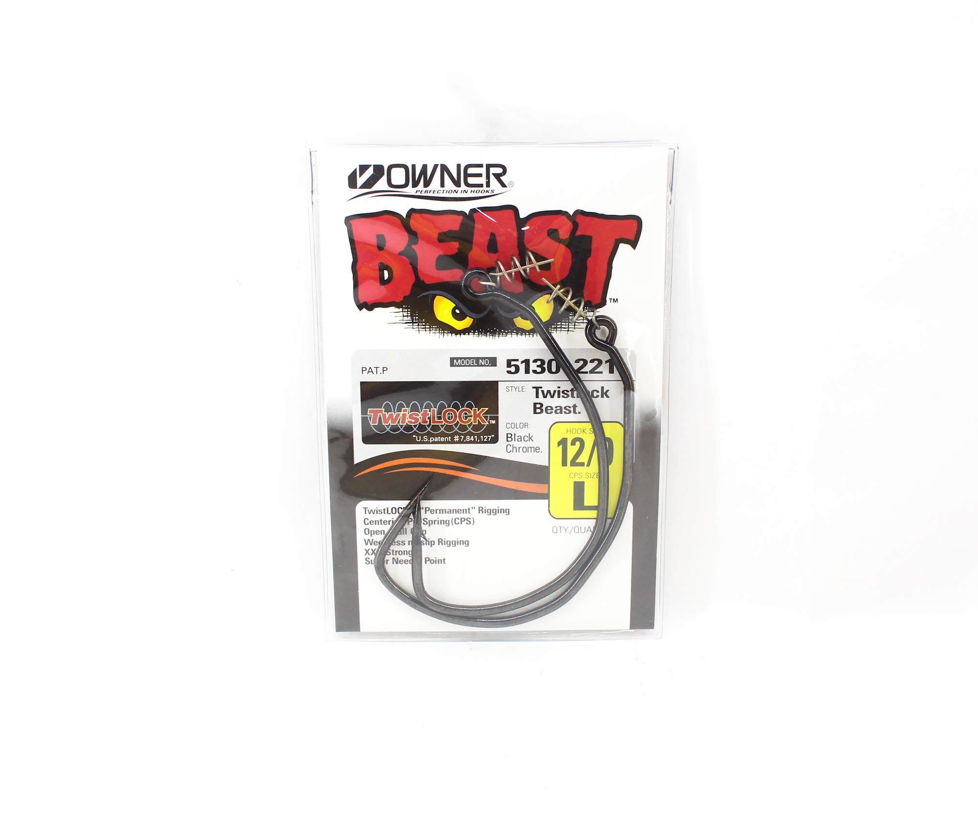 Owner TL-55 55130 Twist Lock Beast Worm Hook Size 12/0 (0187)