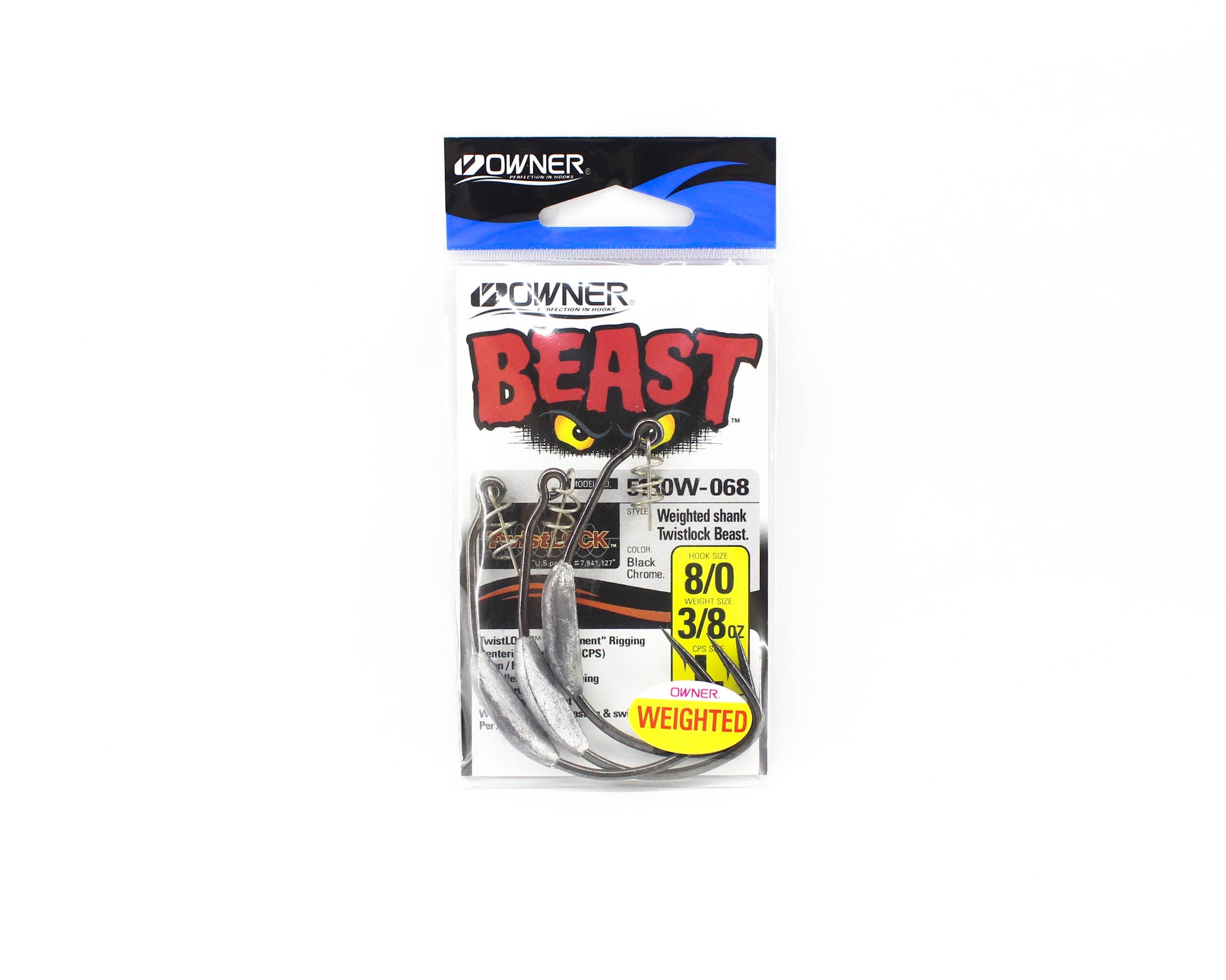 Owner 5130W Worm Hook Beast Twistlock Weedless Weighted 3/8 oz 8/0 (0217)