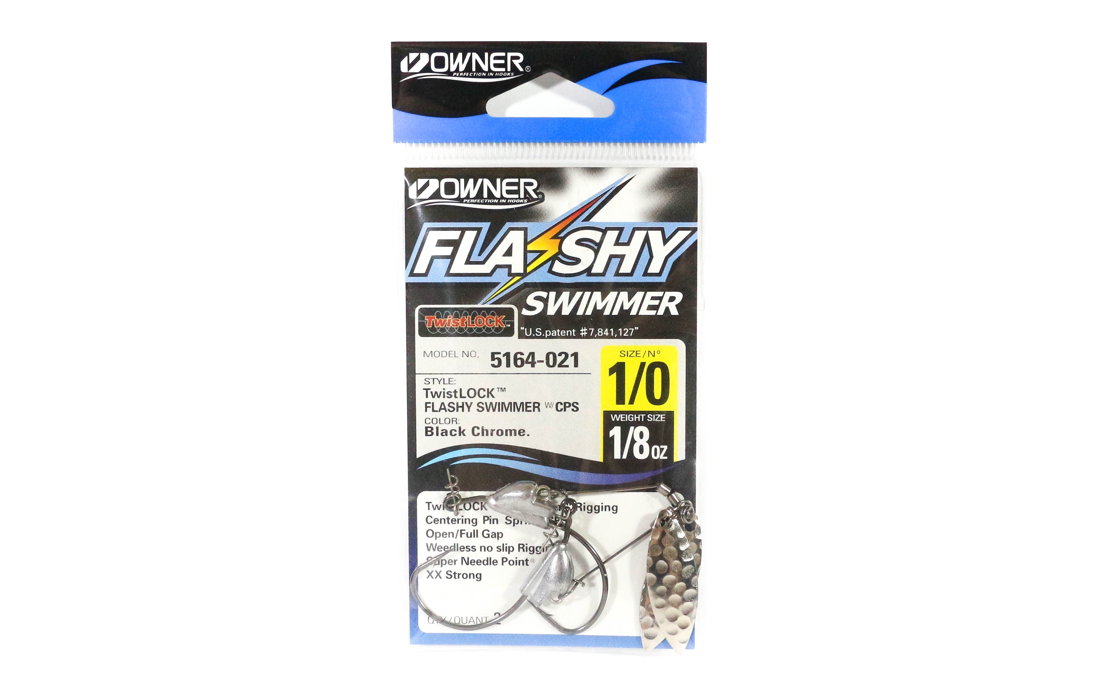 Owner 5164 Worm Hook Flashy Swimmer Twist Lock Weighted 1/8 oz 1/0 (0804)