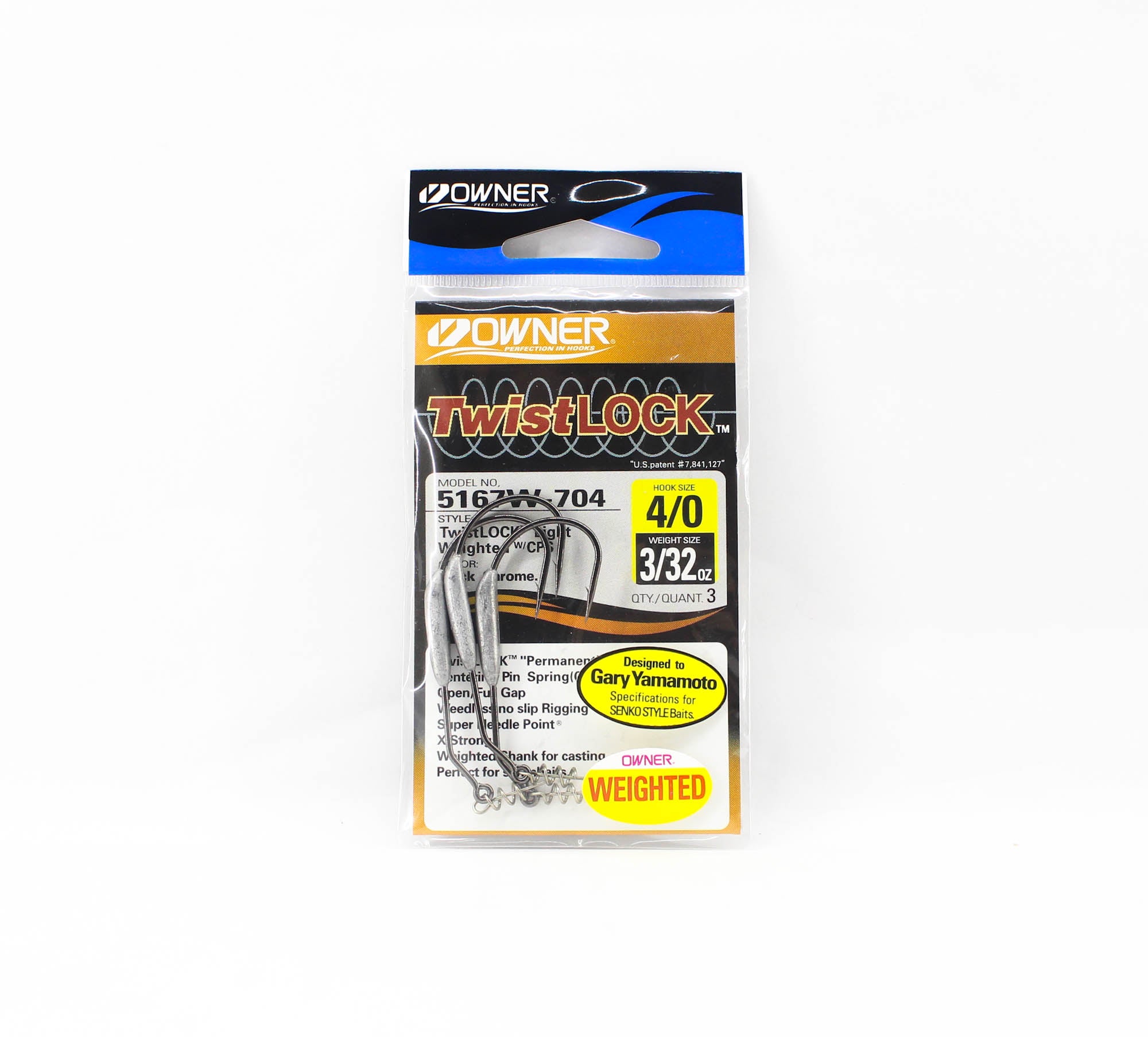 Owner 5167W Twist Lock Light Weighted CPS Worm Hook 3/32 oz Size 4/0 (0910)