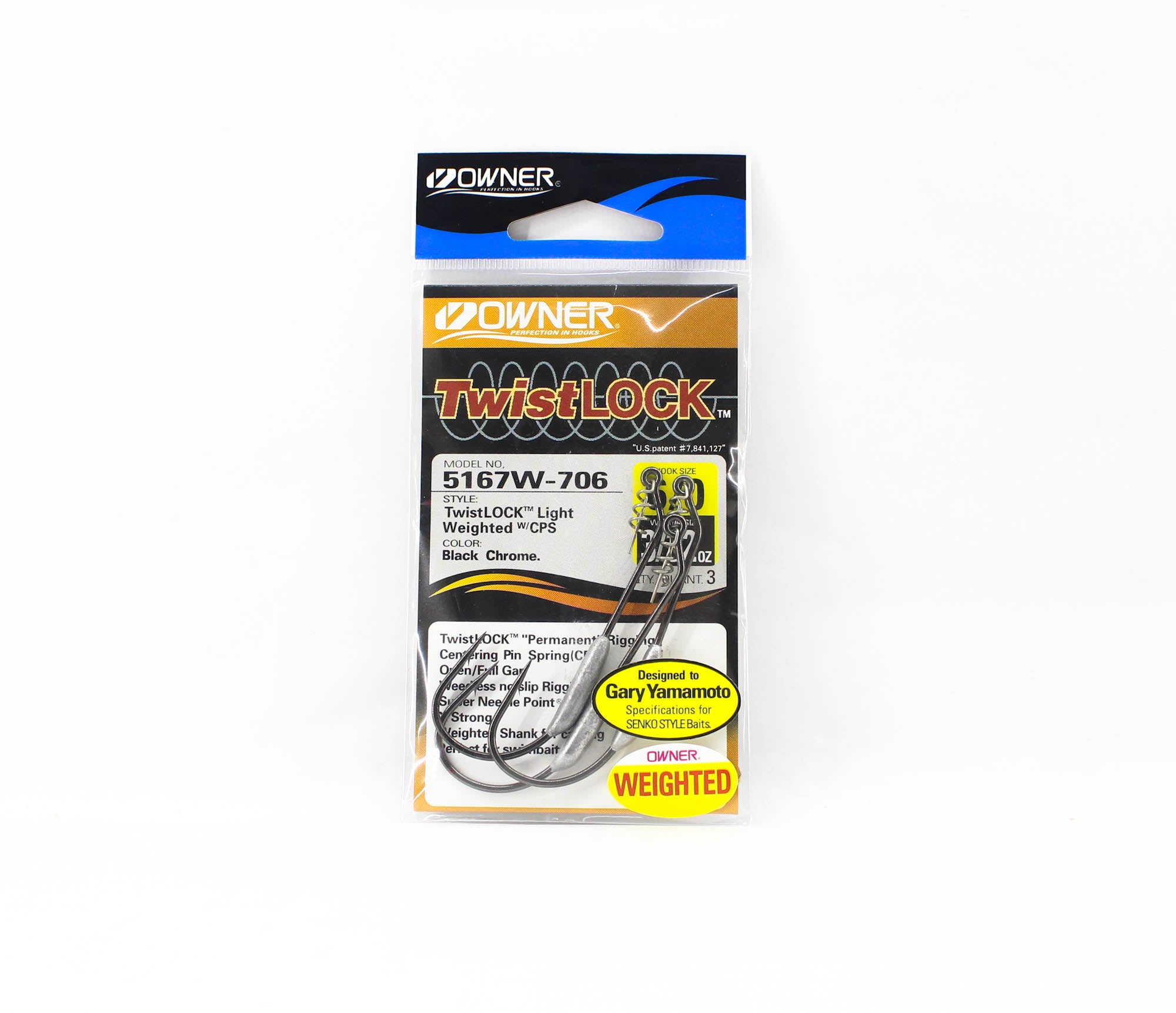 Owner 5167W Twist Lock Light Weighted CPS Worm Hook 3/32 oz Size 6/0 (0934)