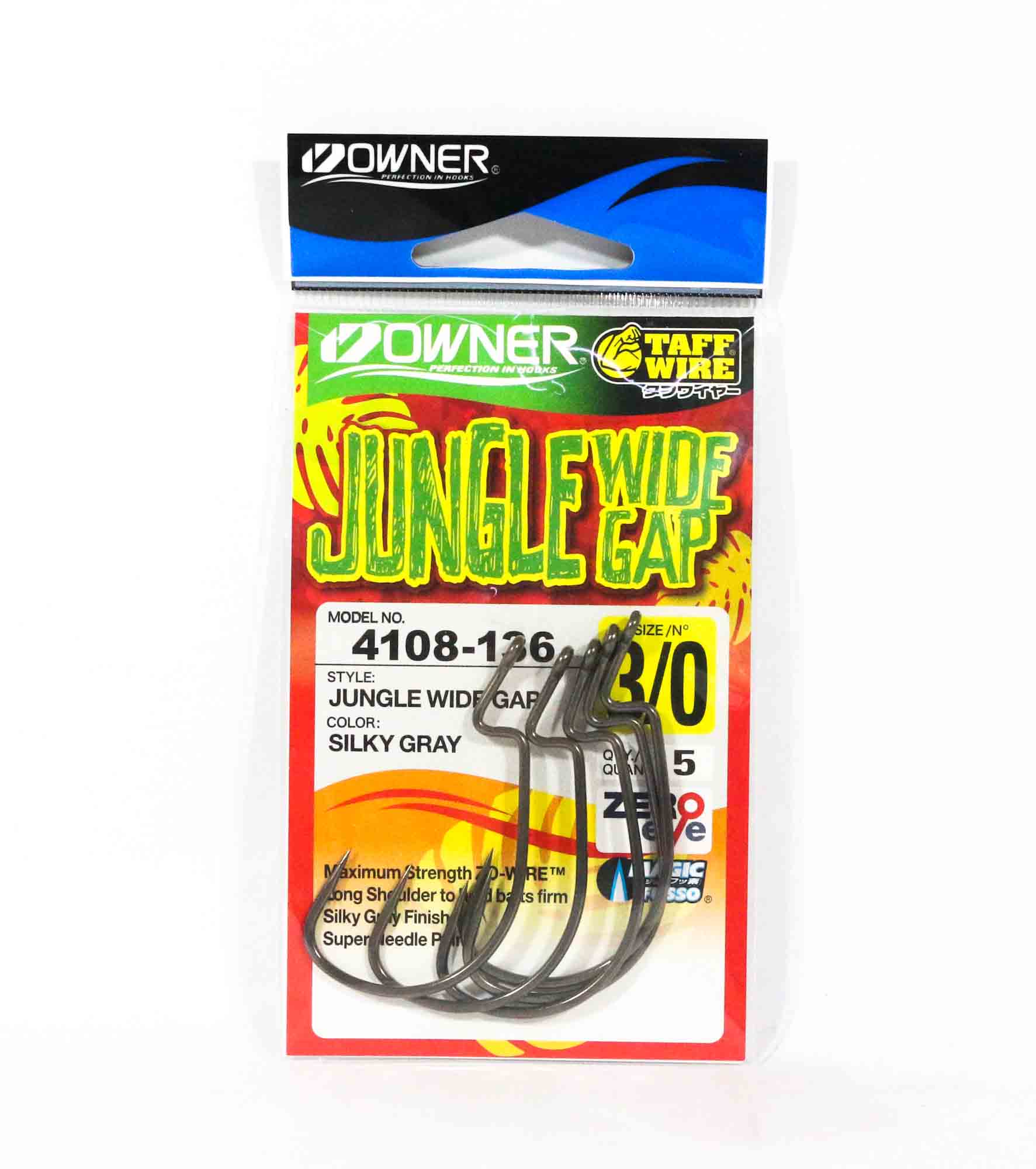 Owner 54108 Jungle Wide Gap Worm Hook Size 3/0 (8060)