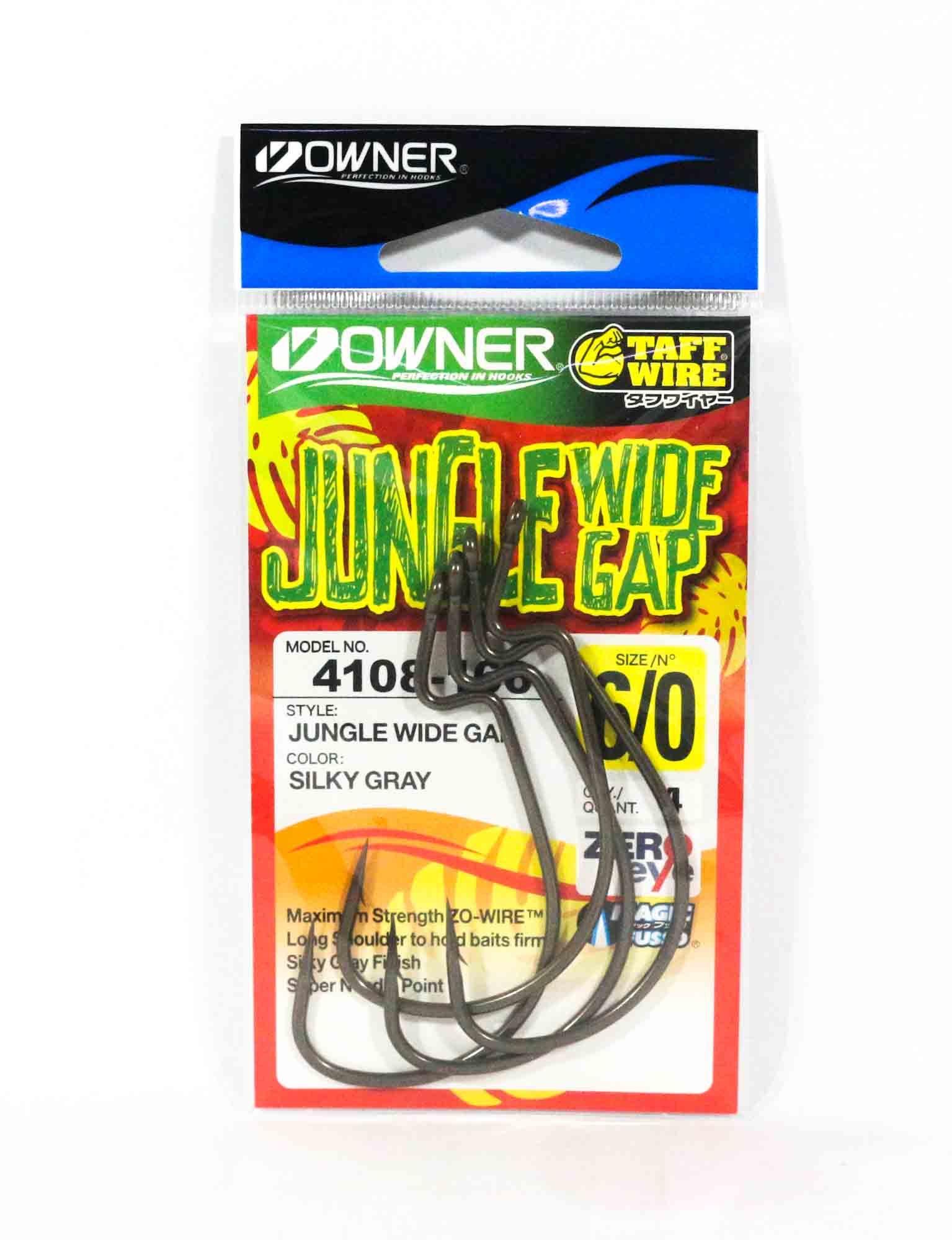 Owner 54108 Jungle Wide Gap Worm Hook Size 6/0 (8091)