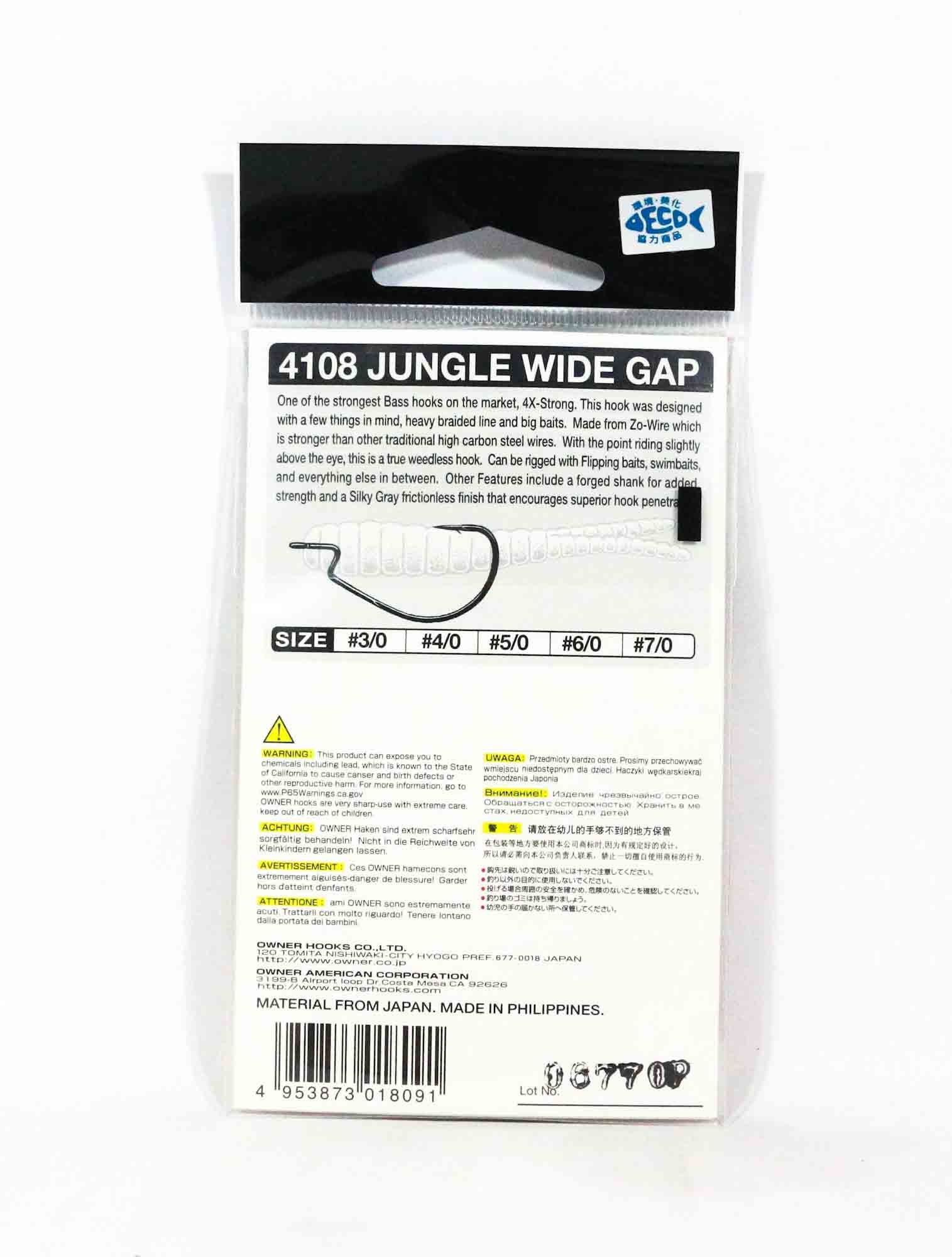 Owner 54108 Jungle Wide Gap Worm Hook Size 6/0 (8091)