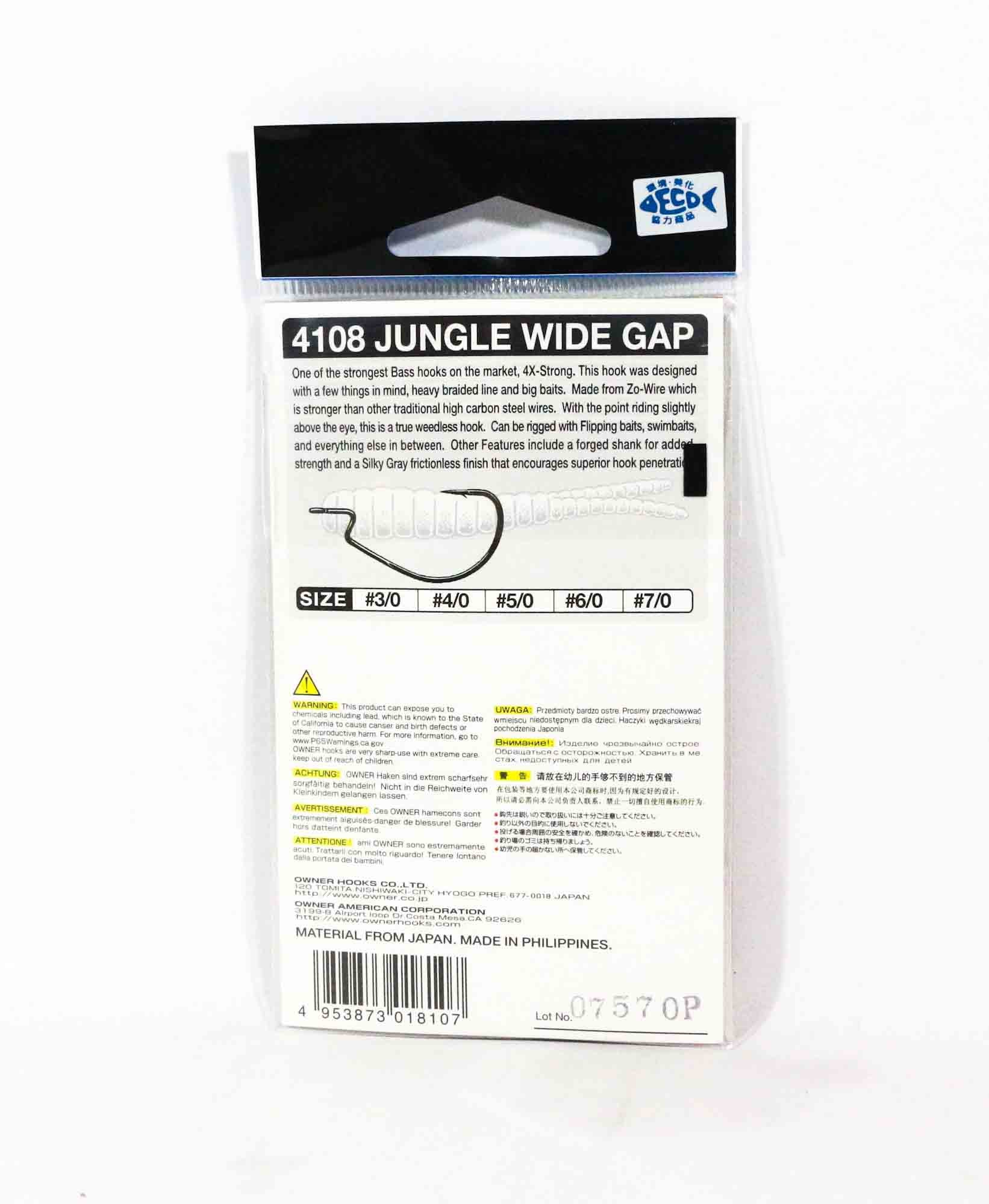 Owner 54108 Jungle Wide Gap Worm Hook Size 7/0 (8107)