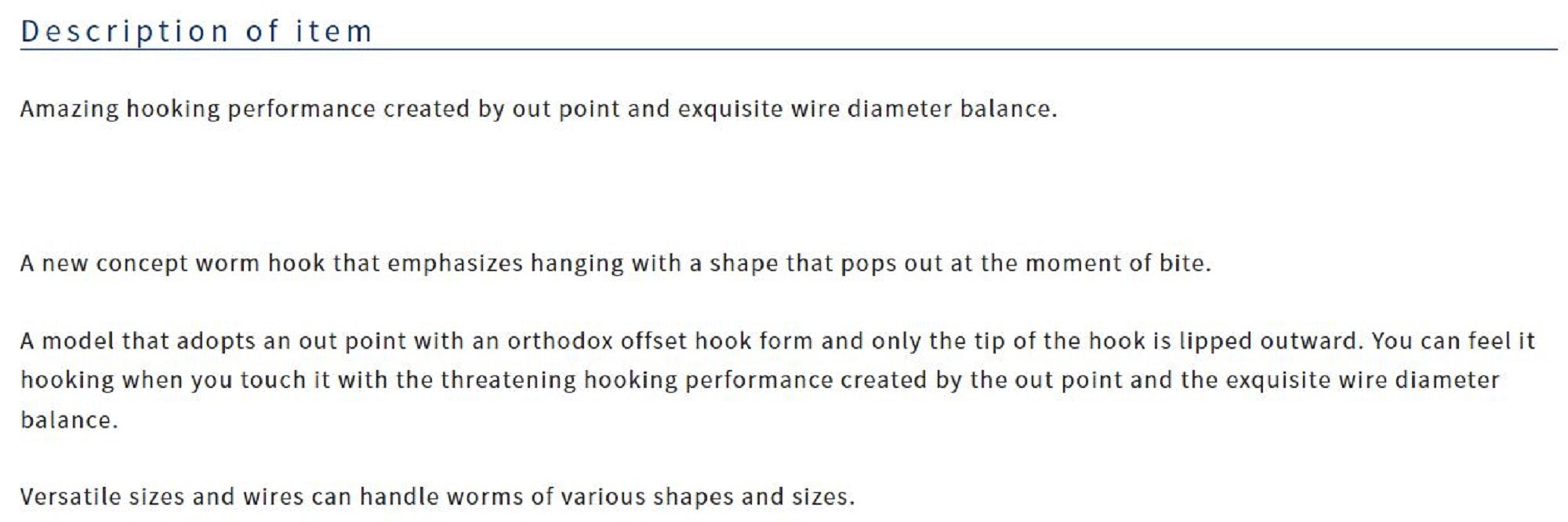 Owner B-78 Worm Hook Skinny Rip Slim Hook Size 2/0 (0312)