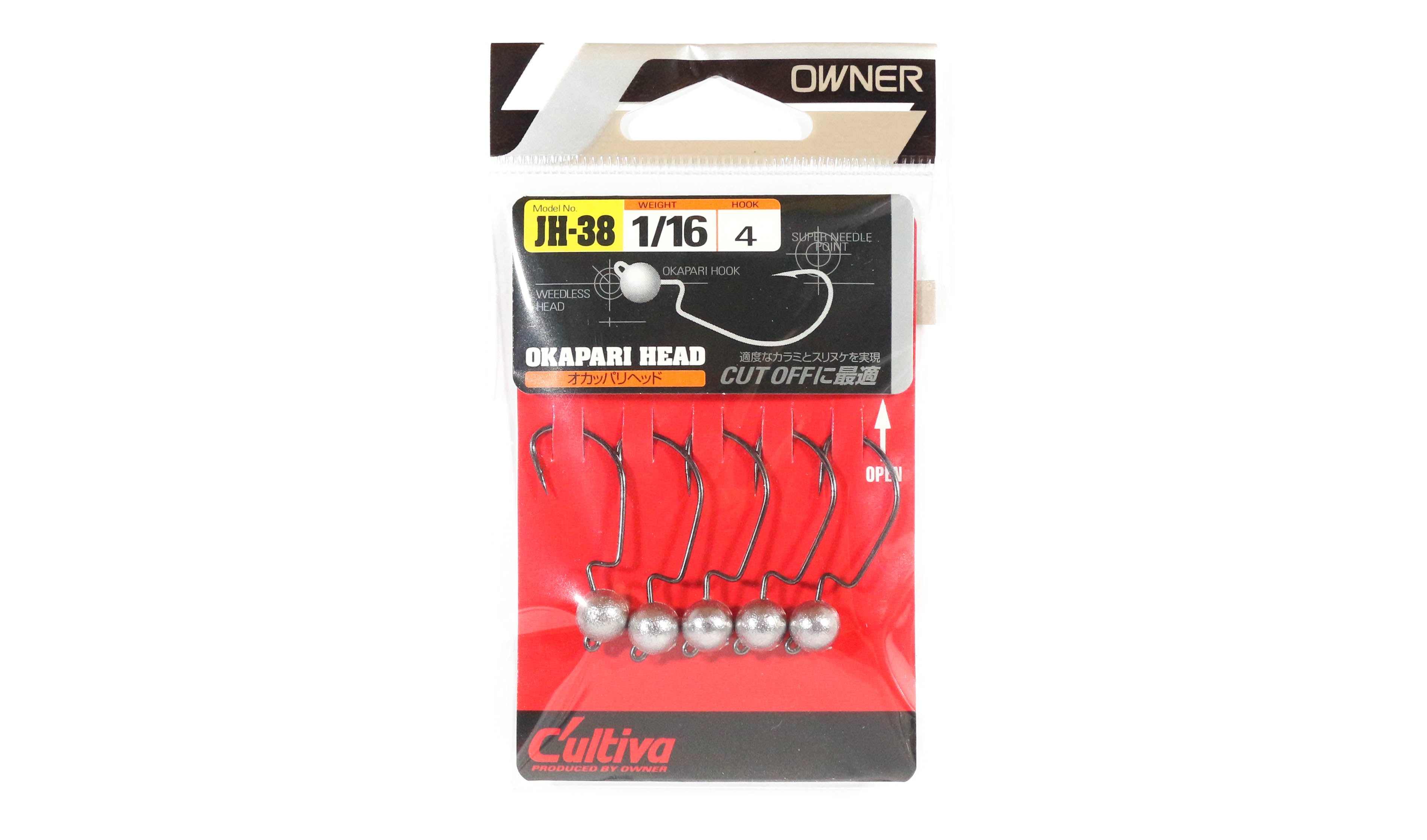 Owner JH-38 Jig Head Okapari Head Super Needle Point 1/16 oz Size 4 (3016)