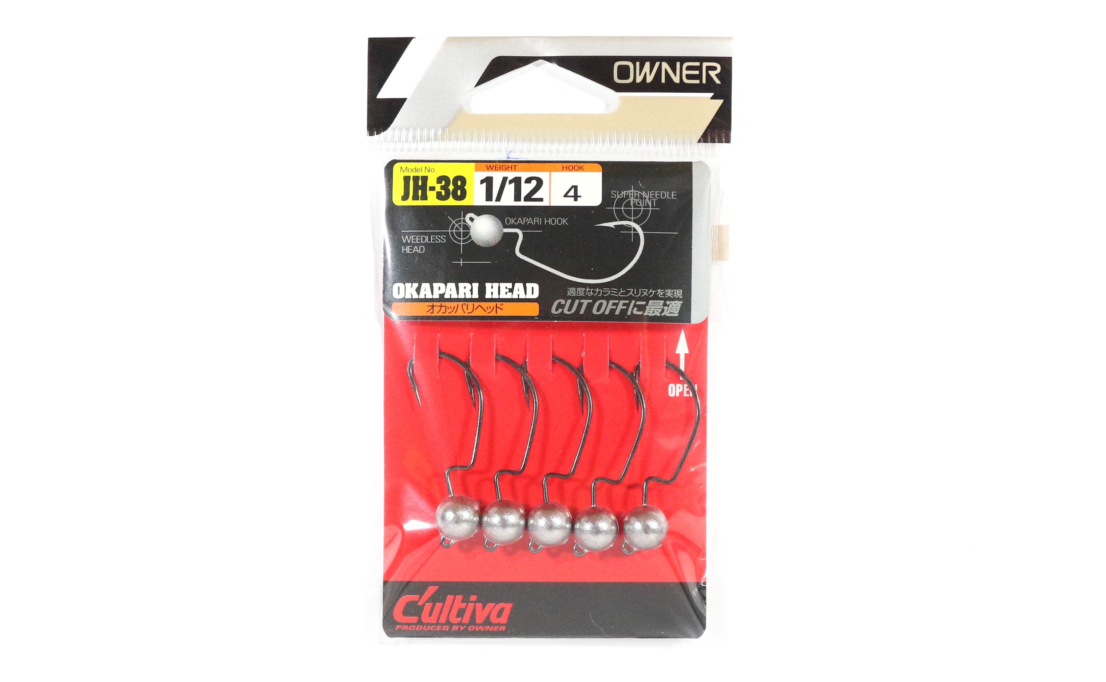 Owner JH-38 Jig Head Okapari Head Super Needle Point 1/12 oz Size 4 (3030)