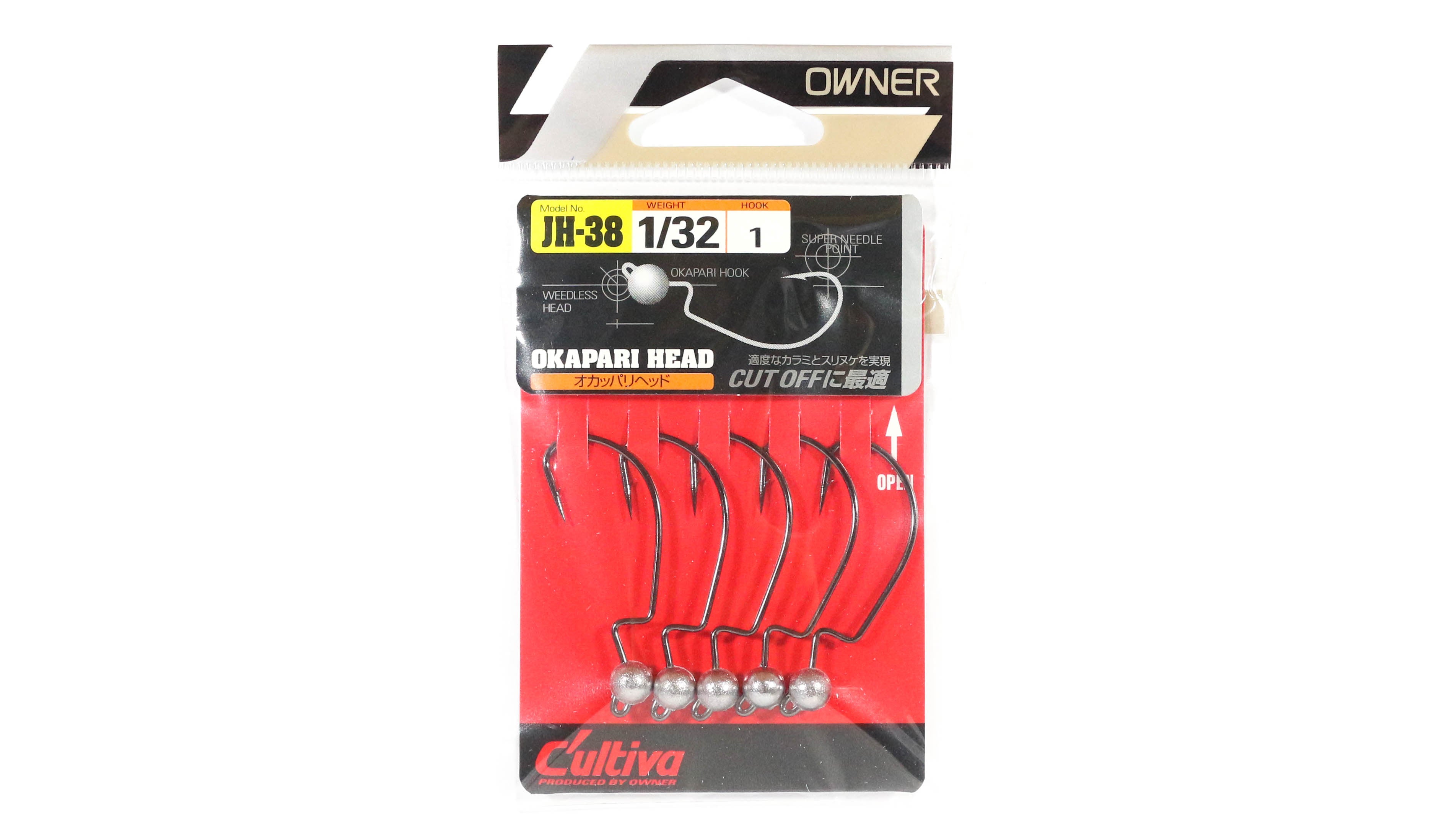 Owner JH-38 Jig Head Okapari Head Super Needle Point 1/32 oz Size 1 (3061)