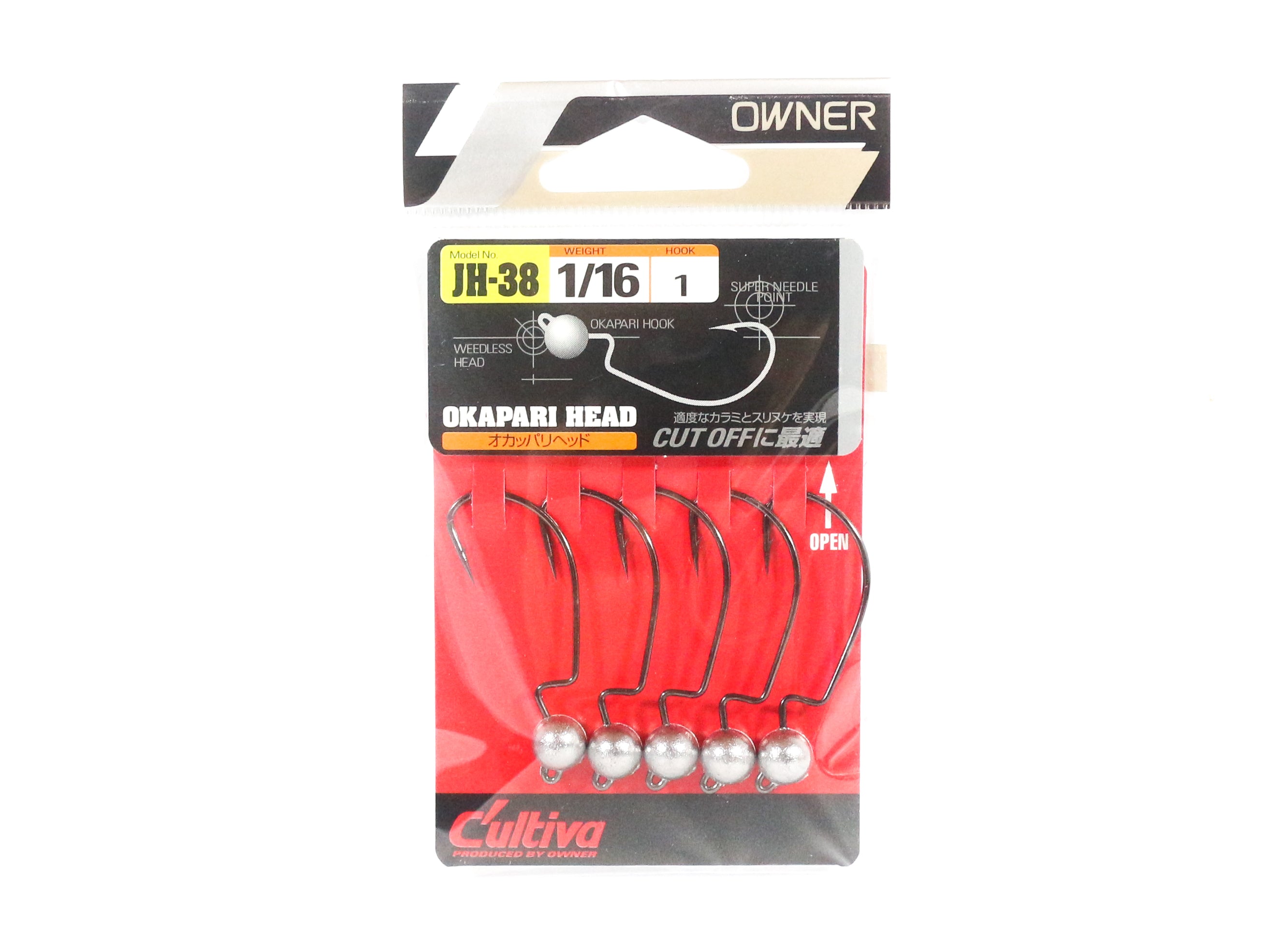 Owner JH-38 Jig Head Okapari Head Super Needle Point 1/16 oz Size 1 (3078)