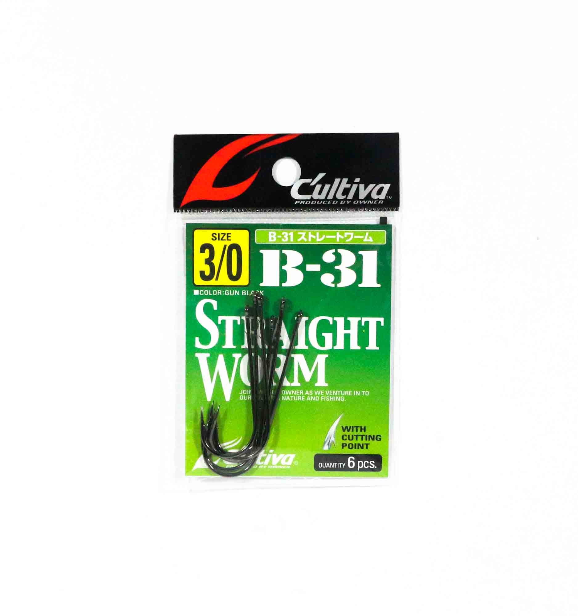 Owner B-31 Worm Hook Straight Size 3/0 (0241)