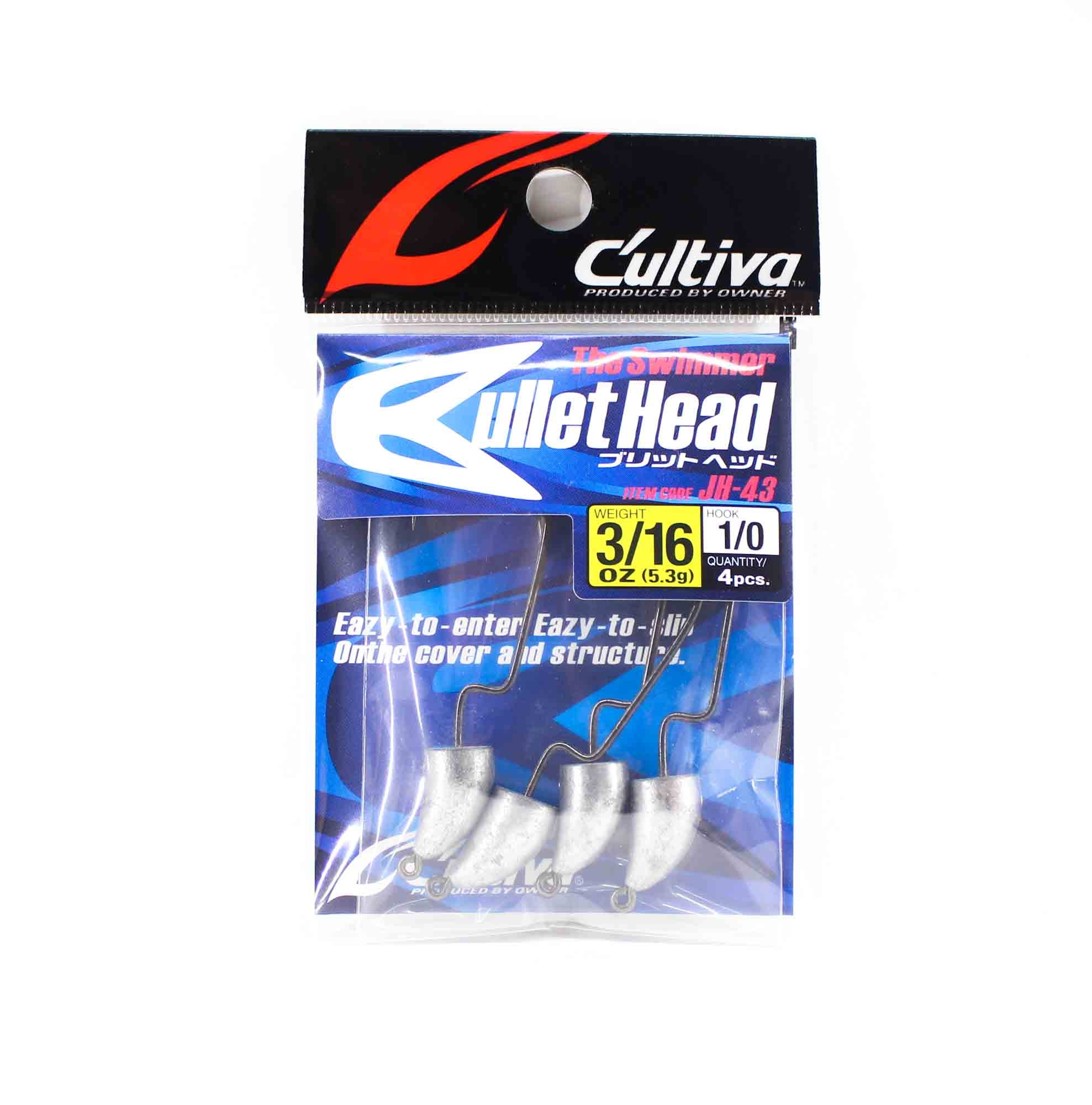 Owner JH-43 Jig Head Bullet Offset Hook 3/16 oz Size 1/0 (2160)