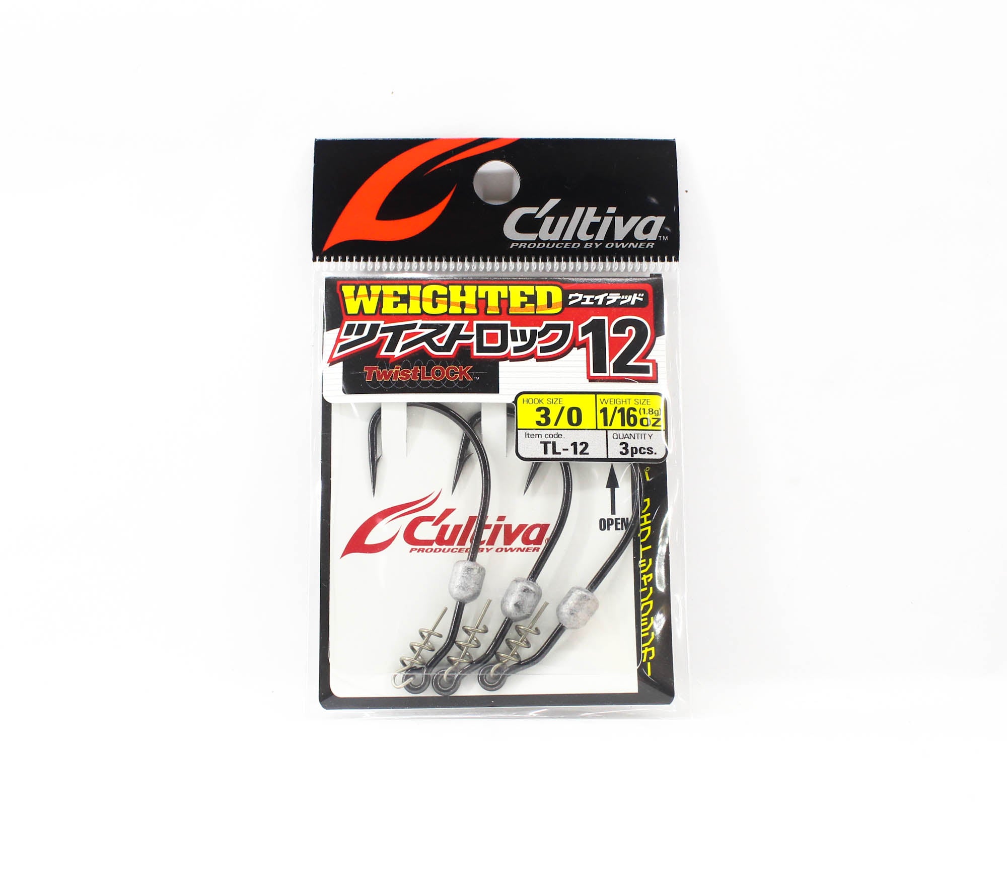 Owner TL-12 Twist Lock Weighted Worm Hook Size 3/0 (9563)