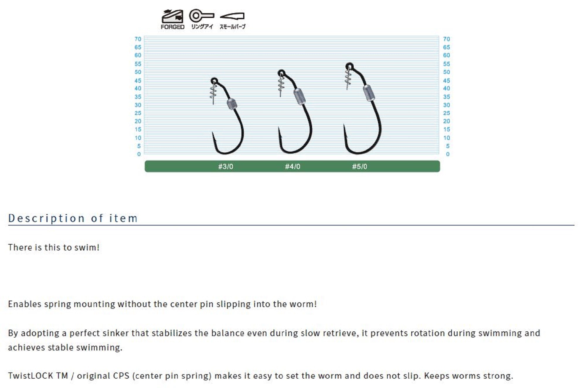 Owner TL-12 Twist Lock Weighted Worm Hook Size 4/0 (9570)