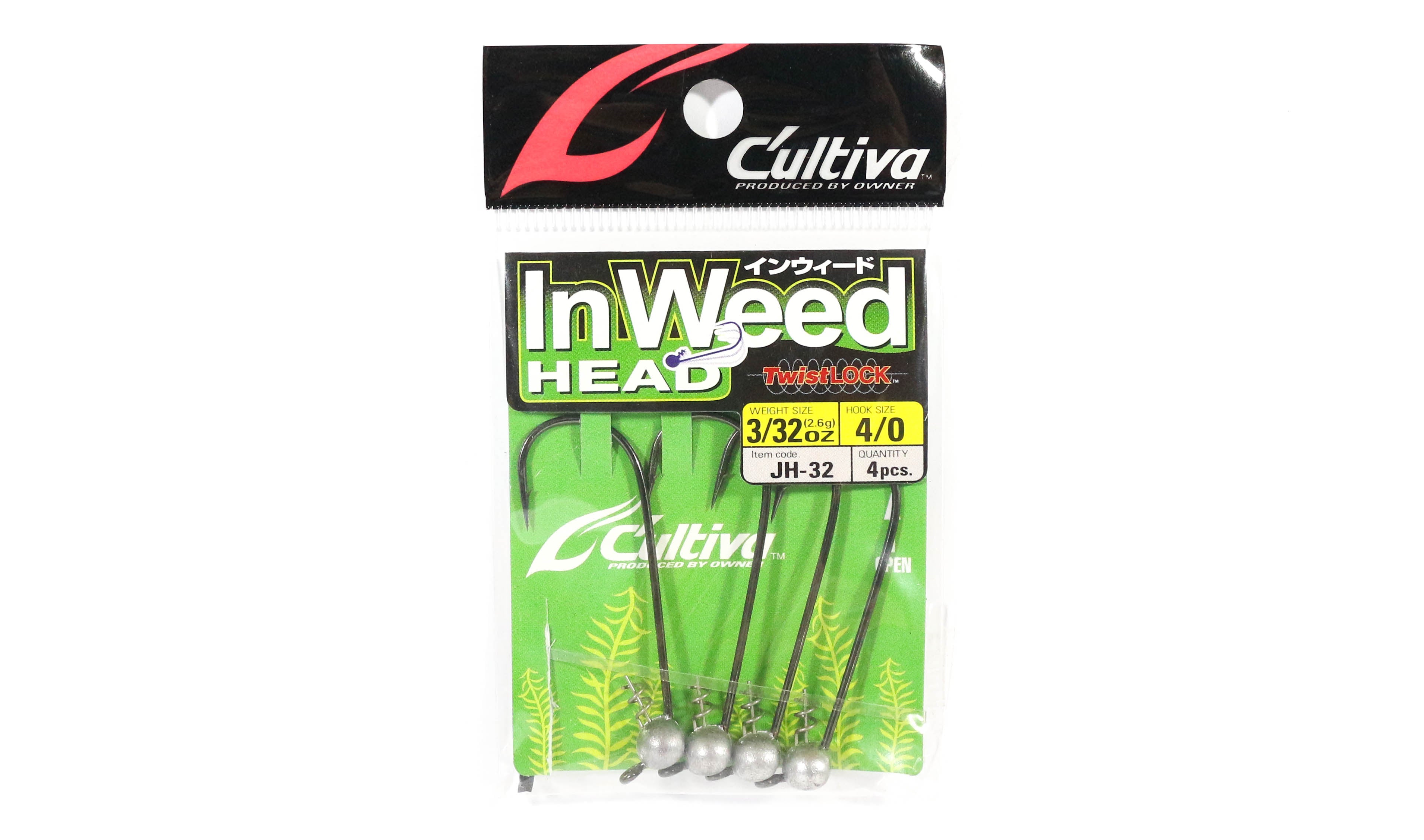 Sale Owner JH-32 Jig Head In Weed Twist Lock 3/32 oz Size 4/0 (9617)
