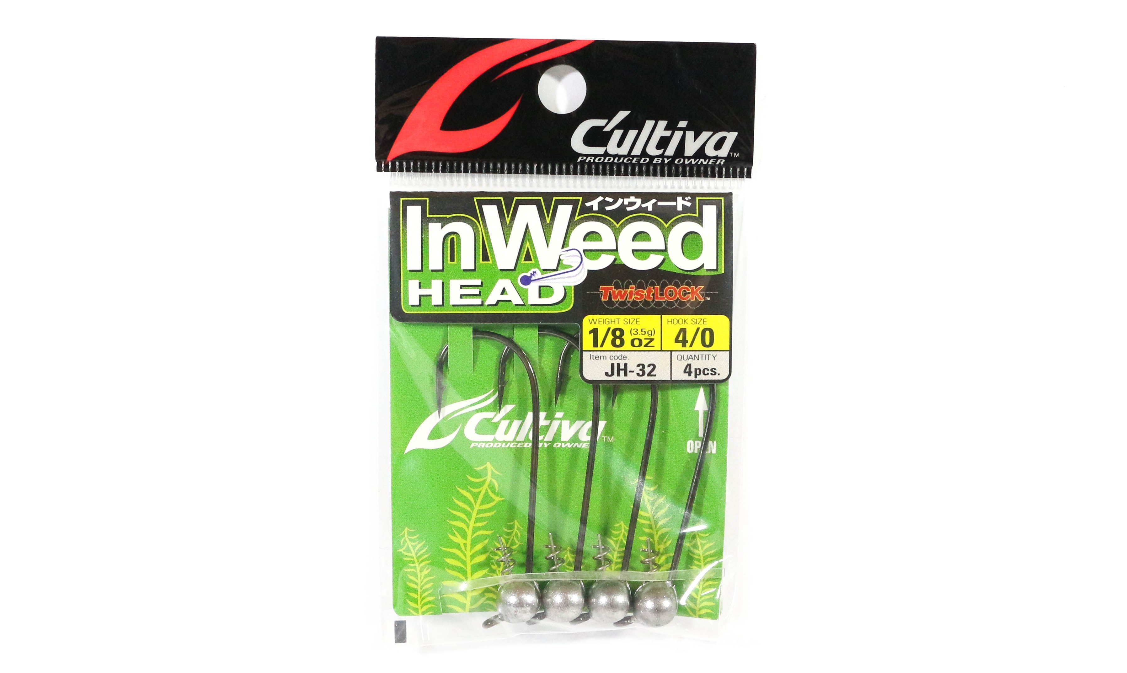 Sale Owner JH-32 Jig Head In Weed Twist Lock 1/8 oz Size 4/0 (9624)