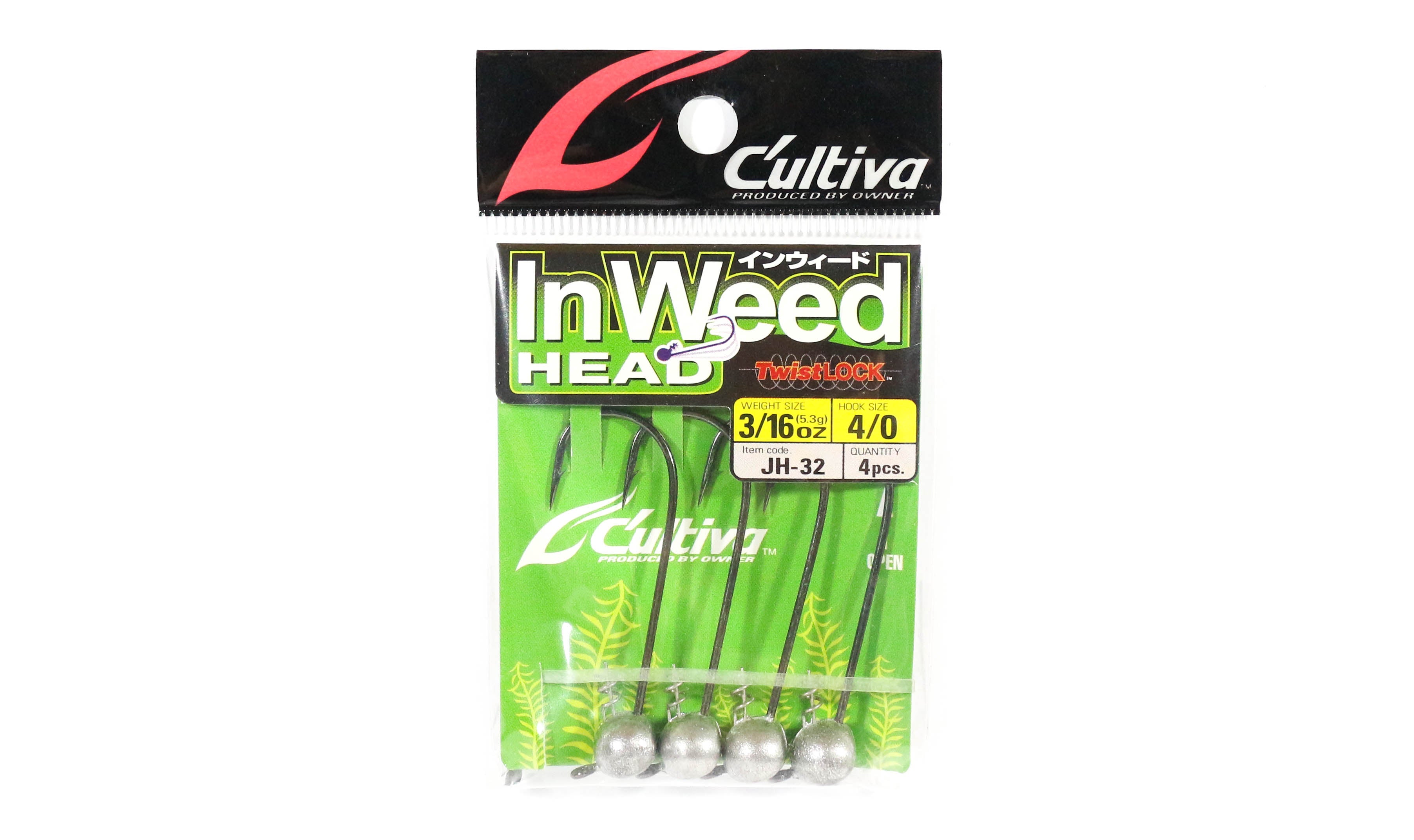 Sale Owner JH-32 Jig Head In Weed Twist Lock 3/16 oz Size 4/0 (9631)