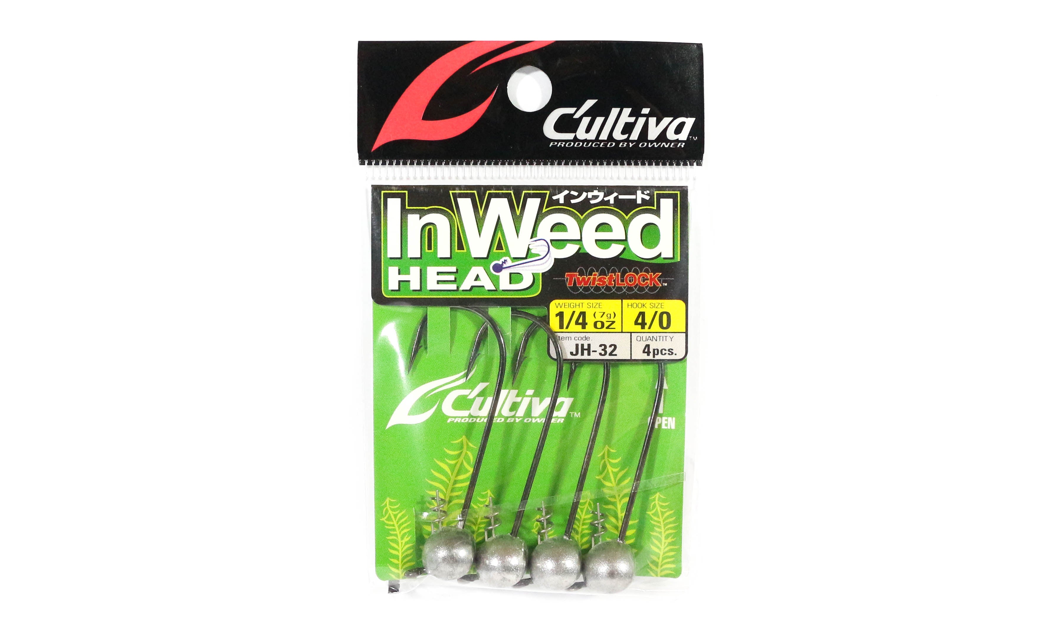 Sale Owner JH-32 Jig Head In Weed Twist Lock 1/4 oz Size 4/0 (9648)