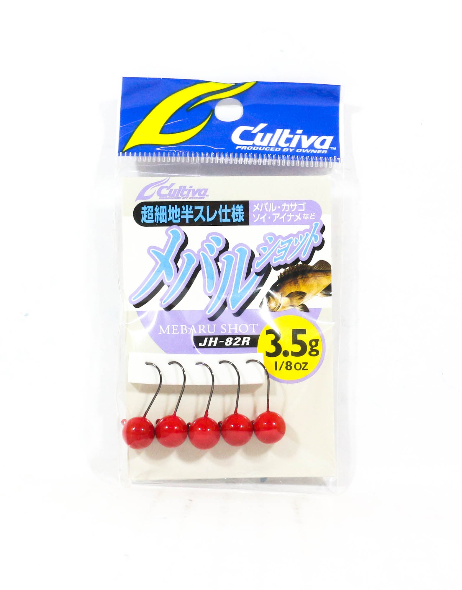 Owner JH-82R Jig Head Mebaru Shot 3.5 grams Size 10 Red (4192)