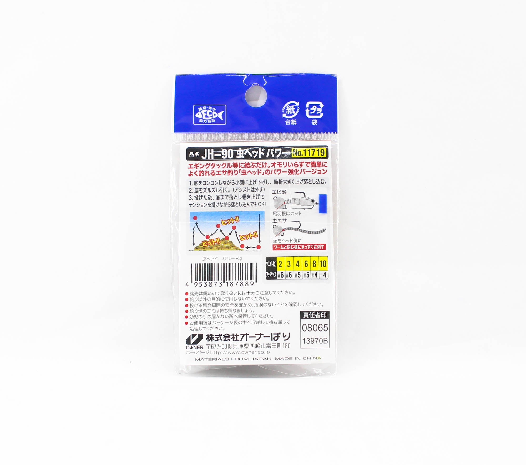 Owner JH-90 Jig Head Bug Head Power 8 grams Size 4 (7889)