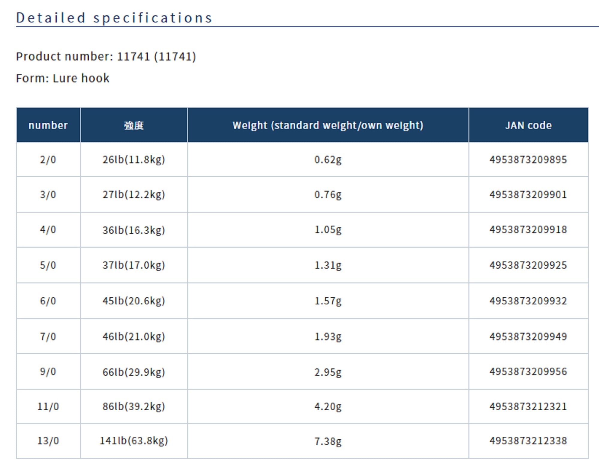 Owner JF-36 Jigger Medium Jigging Hook Size 4/0 (9918)