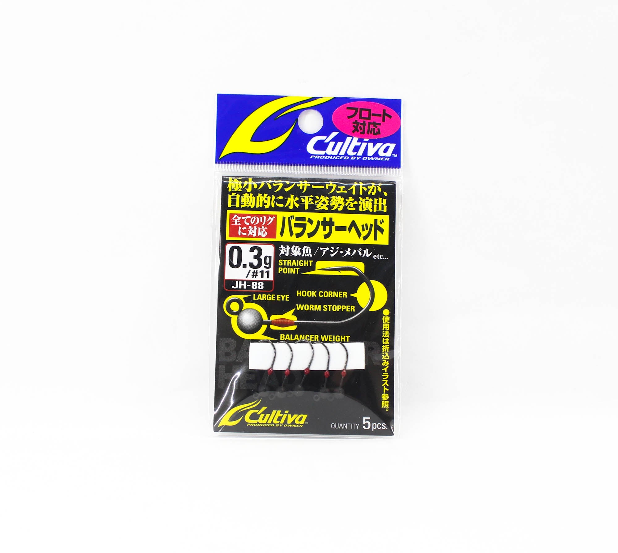 Owner JH-88 Jig Head Mini Black Balancer 0.3g Hook Size 11 (0822)
