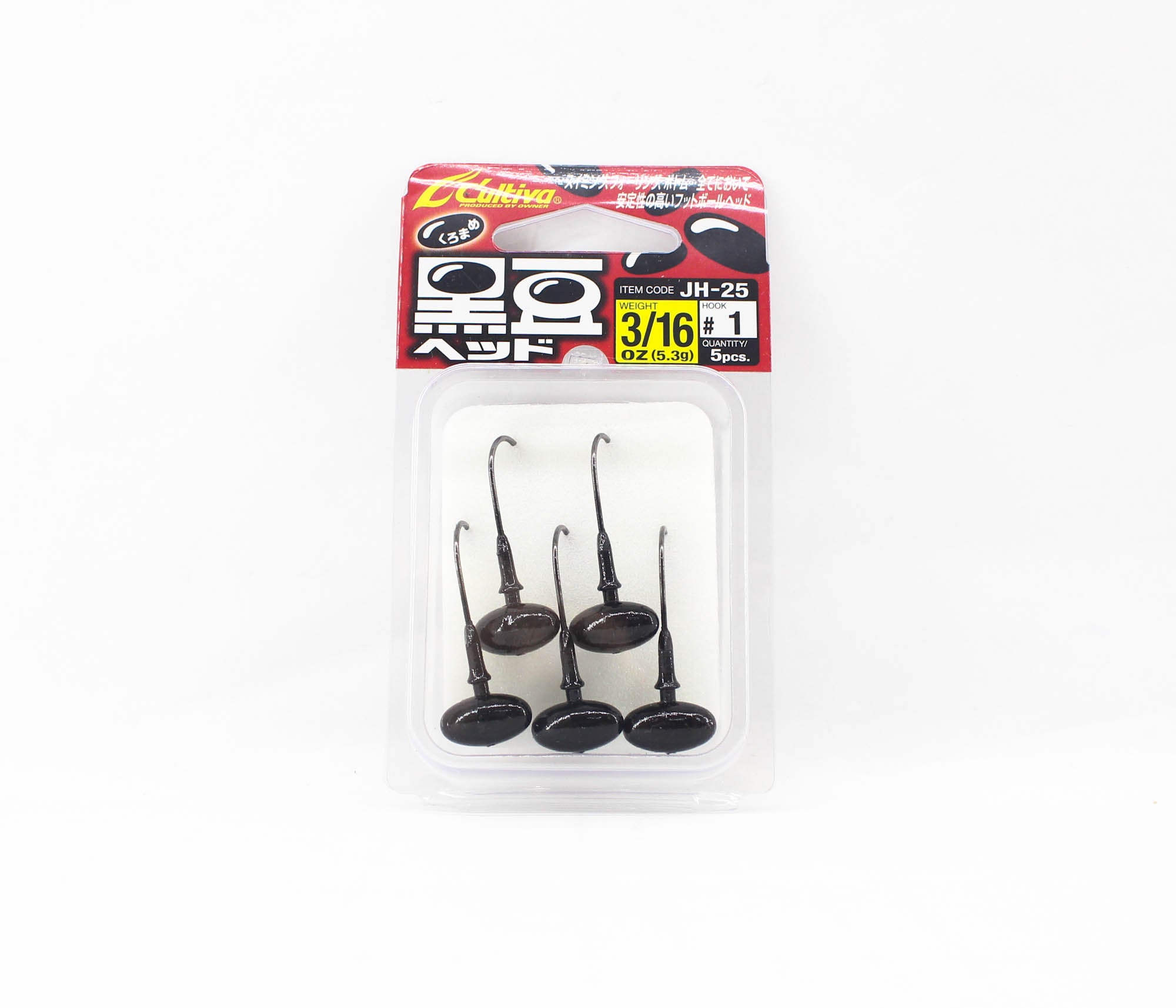 Owner JH-25 Jig Head Black Bean 3/16 oz Size 1 (7837)