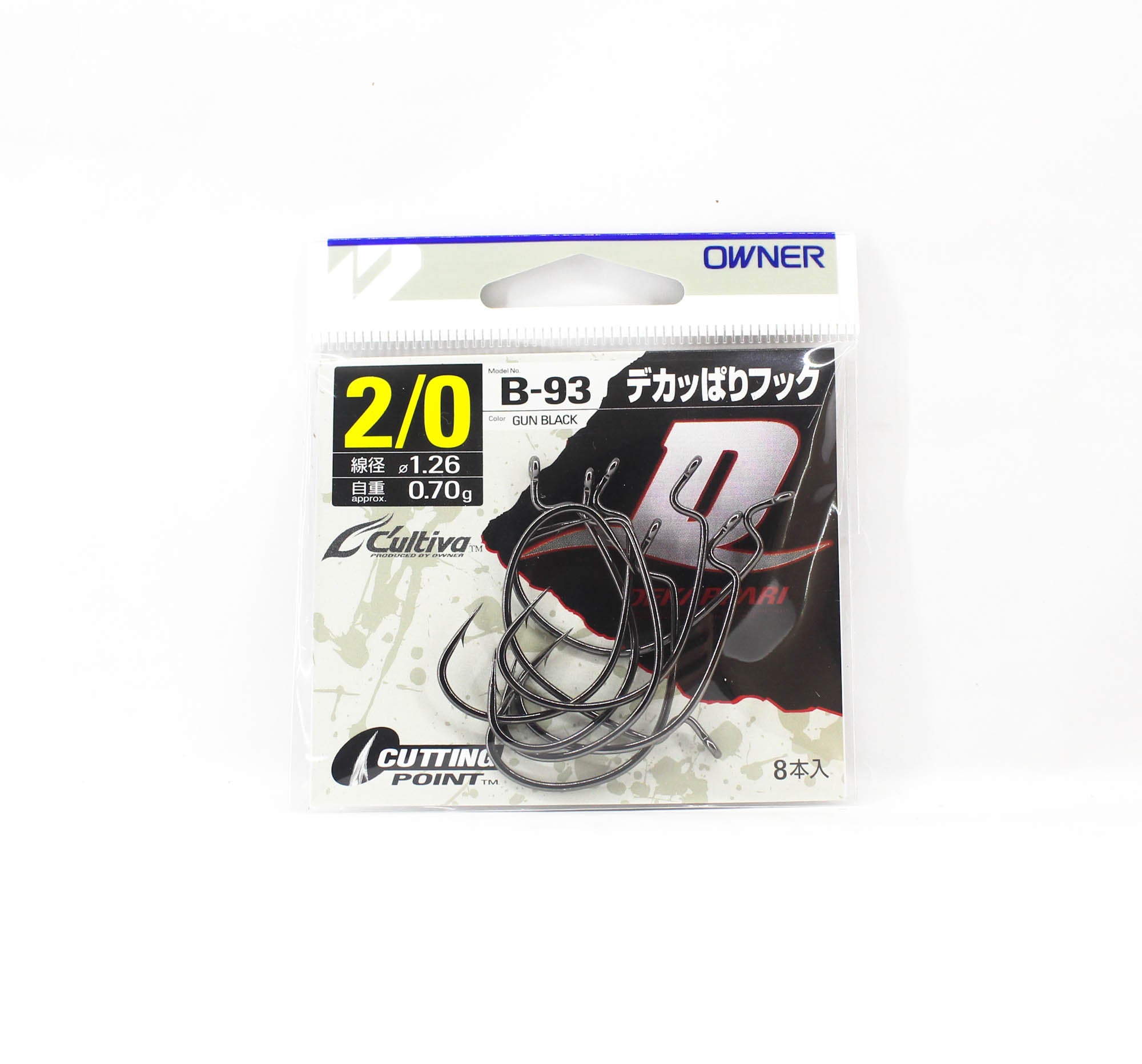 Owner B-93 Worm Hook Dekappari Wide Gap Plus Size 2/0 (4726)