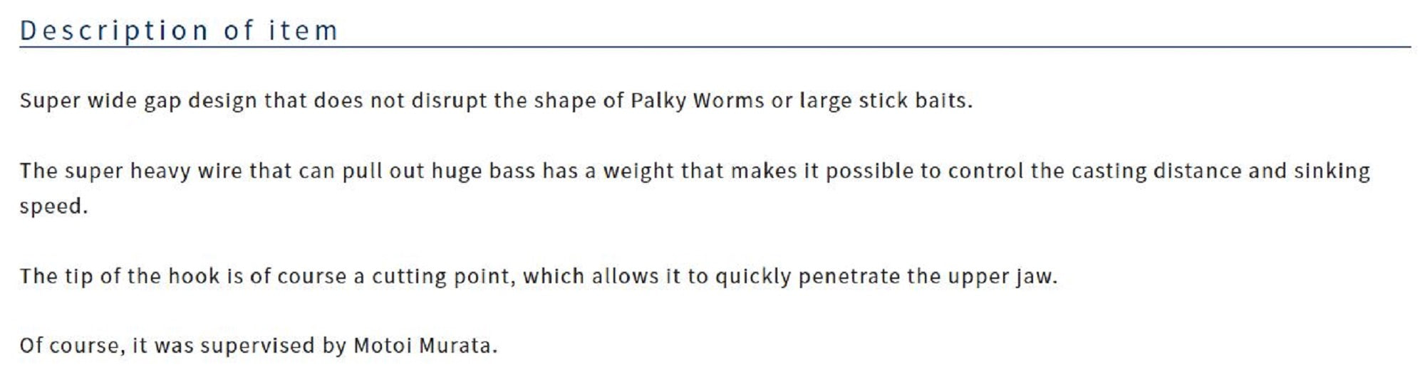 Owner B-93 Worm Hook Dekappari Wide Gap Plus Size 2/0 (4726)