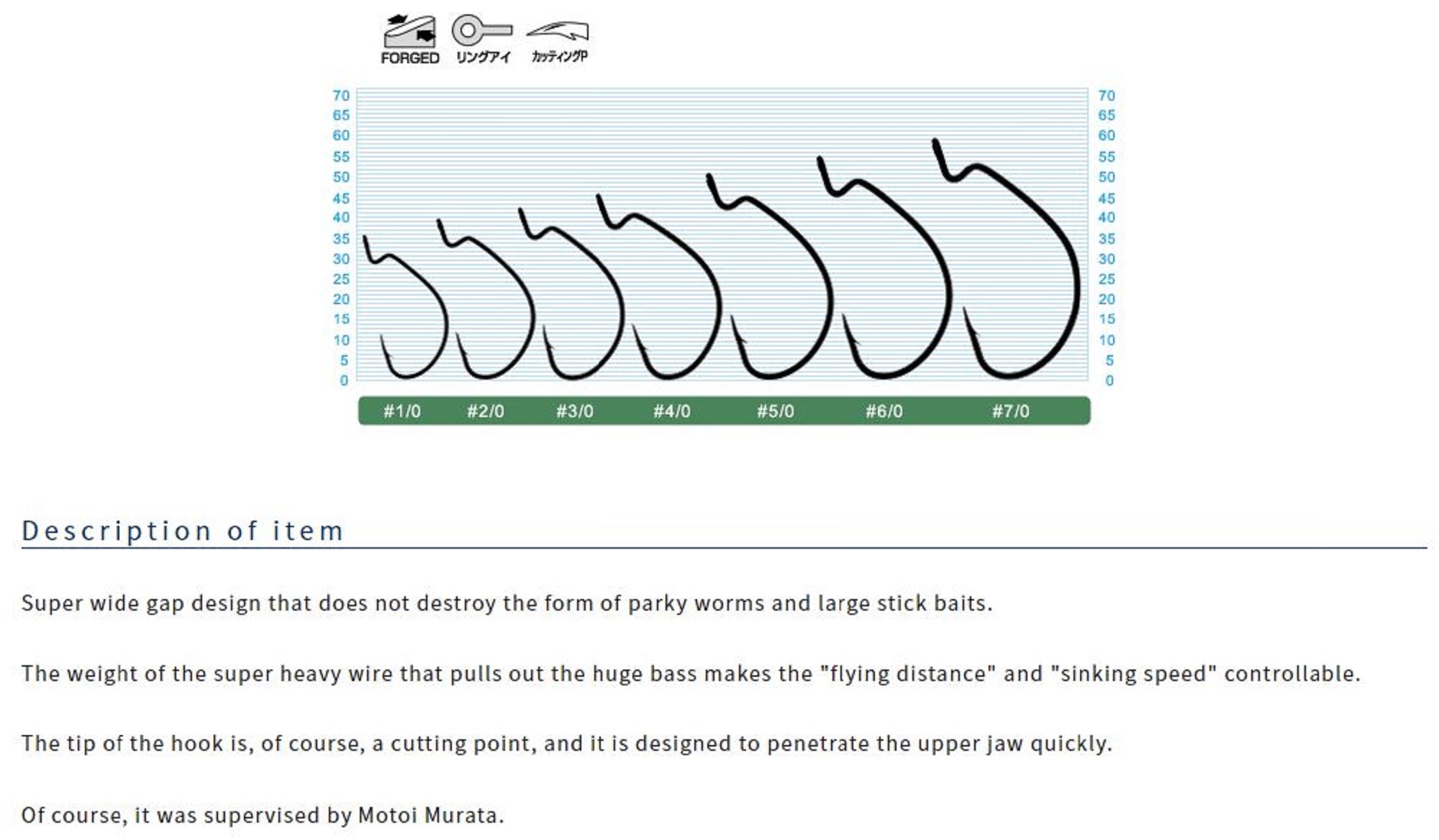 Owner B-93 Worm Hook Dekappari Wide Gap Plus Size 5/0 (4764)