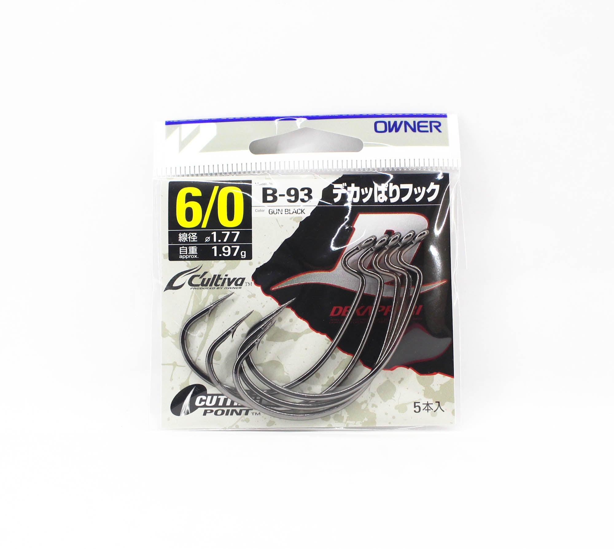 Owner B-93 Worm Hook Dekappari Wide Gap Plus Size 6/0 (4788)