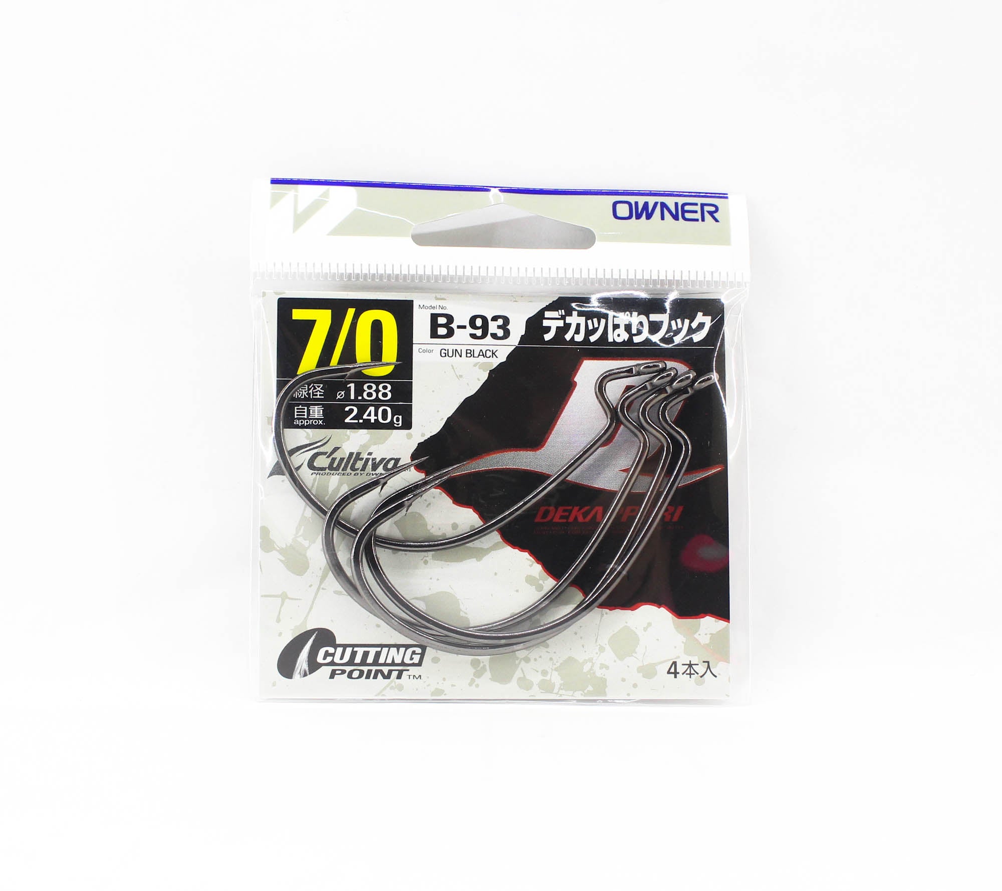 Owner B-93 Worm Hook Dekappari Wide Gap Plus Size 7/0 (4795)