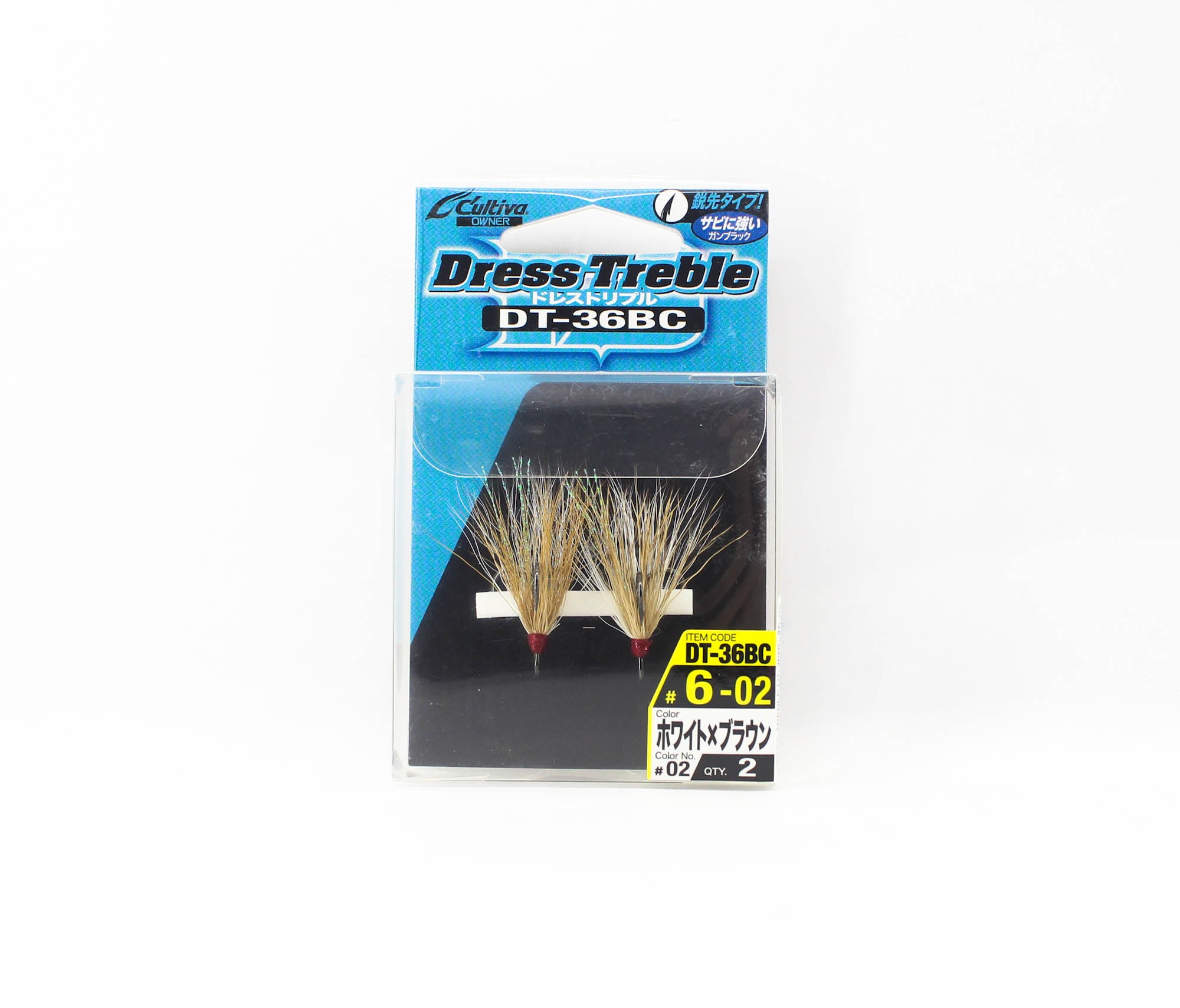 Owner DT-36 BC Dress Treble Hook Size 6 White Brown (8055)