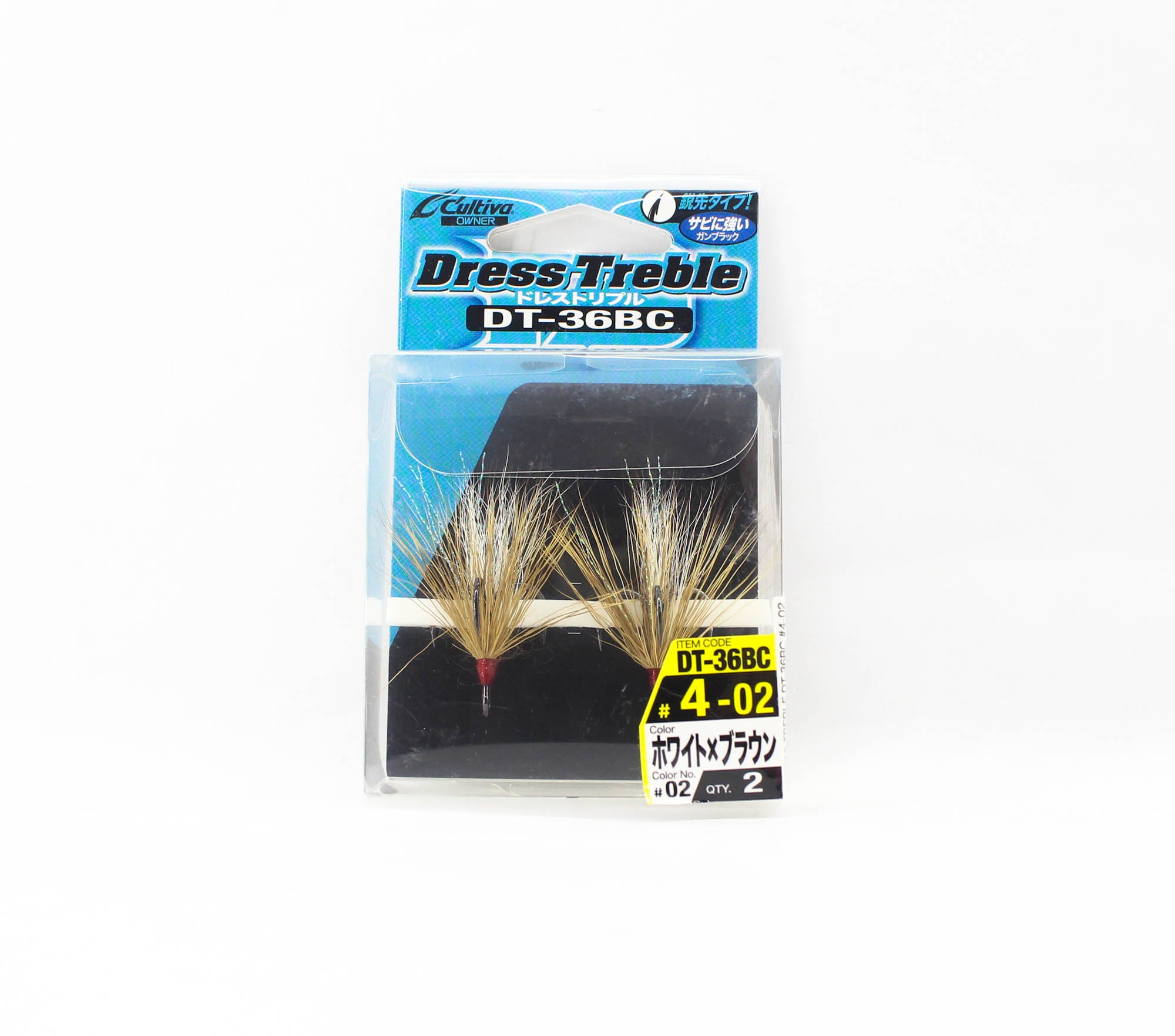 Owner DT-36 BC Dress Treble Hook Size 4 White Brown (8062)